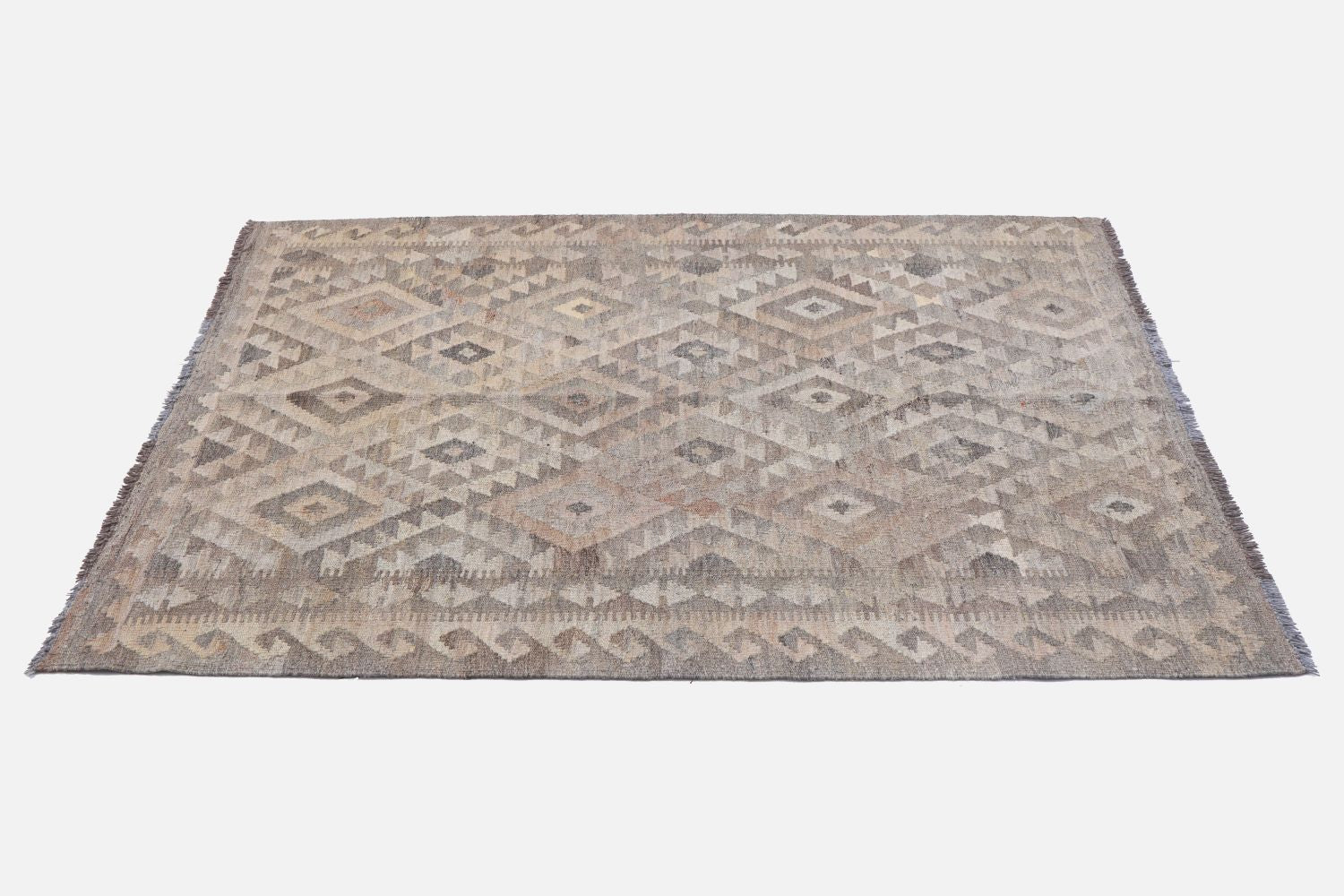 Beige Tapijt Laagpolig Handgeweven Wollen Vloerkleed - Omid Afghan Natural Kelim 150x110