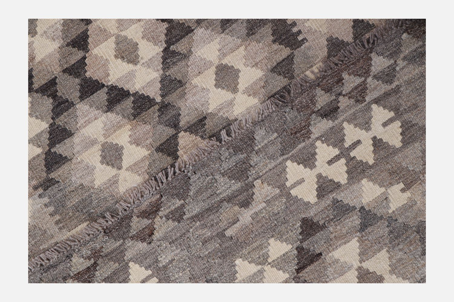 Beige Tapijt Laagpolig Handgeweven Wollen Vloerkleed - Omid Afghan Natural Kelim 177x100