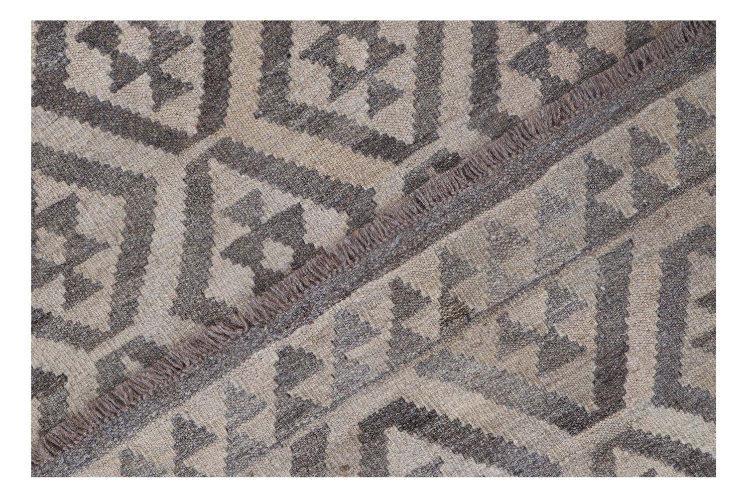 Beige Tapijt Laagpolig Handgeweven Wollen Vloerkleed - Omid Afghan Natural Kelim 163x108