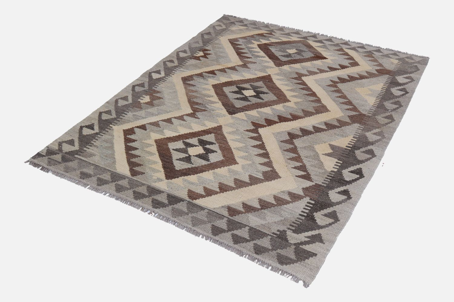 Beige Tapijt Laagpolig Handgeweven Wollen Vloerkleed - Omid Afghan Natural Kelim 167x101