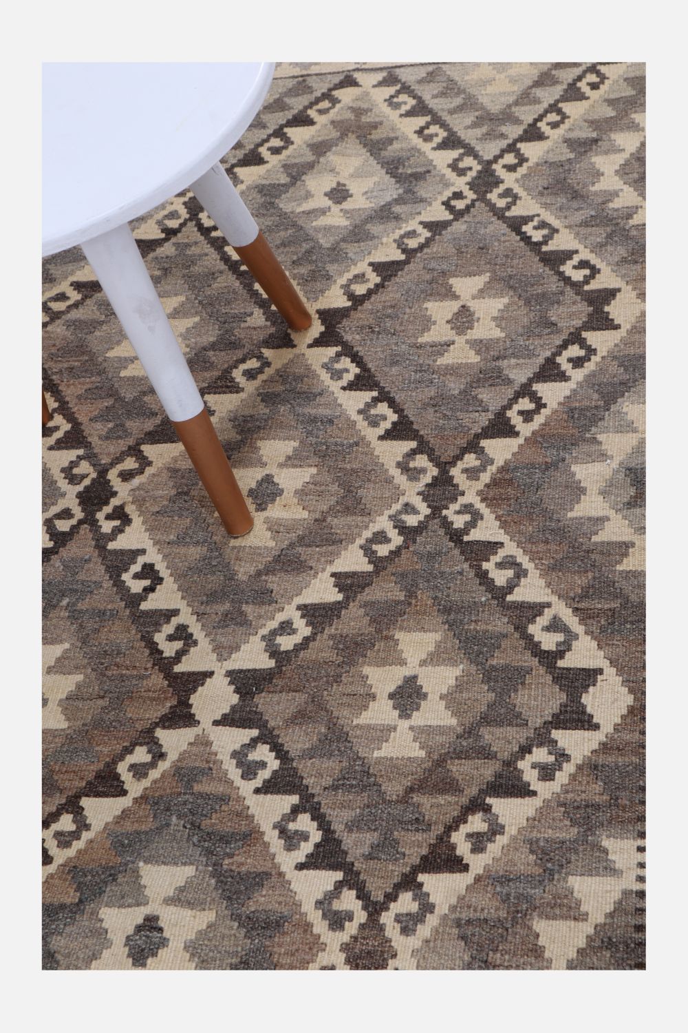 Beige Tapijt Laagpolig Handgeweven Wollen Vloerkleed - Omid Afghan Natural Kelim 154x102