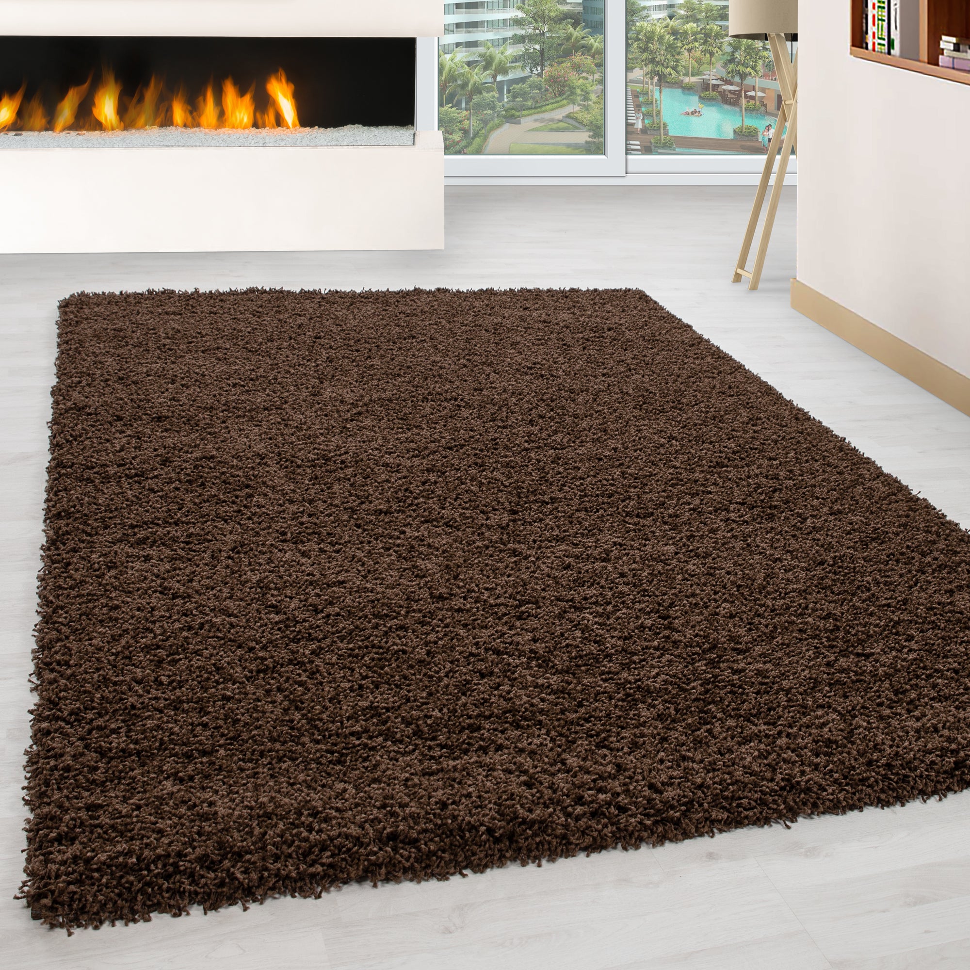 Bruin Tapijt Hoogpolig Vloerkleed - Omid Essential - Omid Carpets