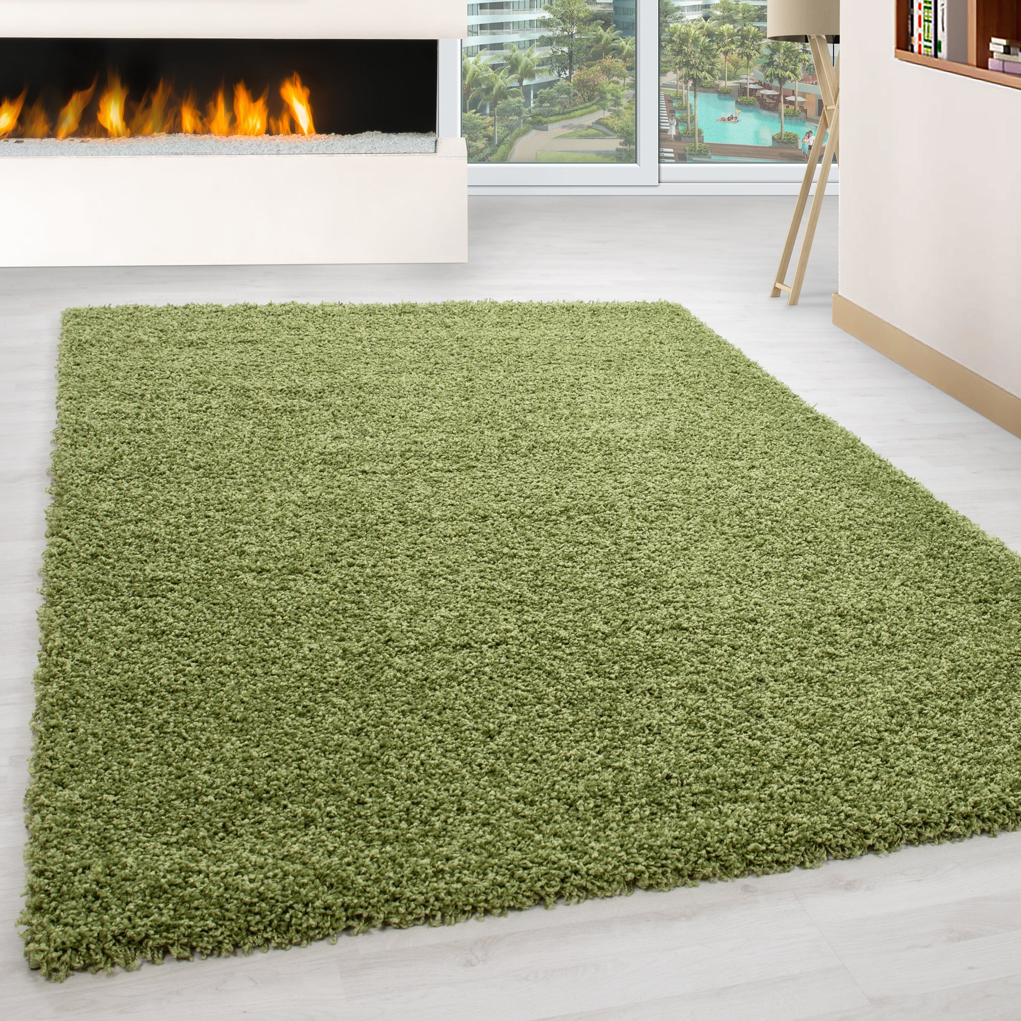 Groen Tapijt Hoogpolig Vloerkleed - Omid Essential - Omid Carpets