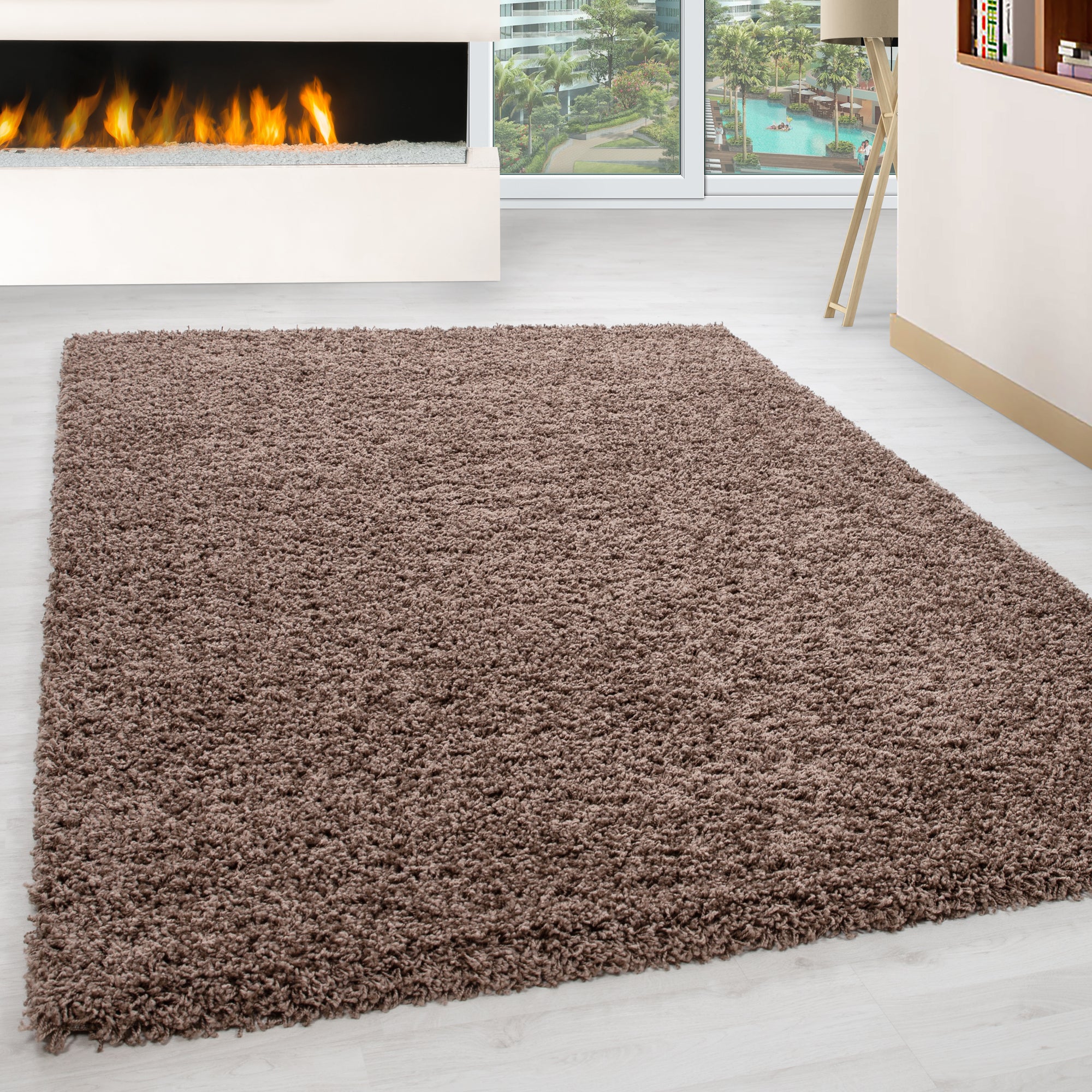 Lichtbruin Tapijt Hoogpolig Vloerkleed - Omid Essential - Omid Carpets