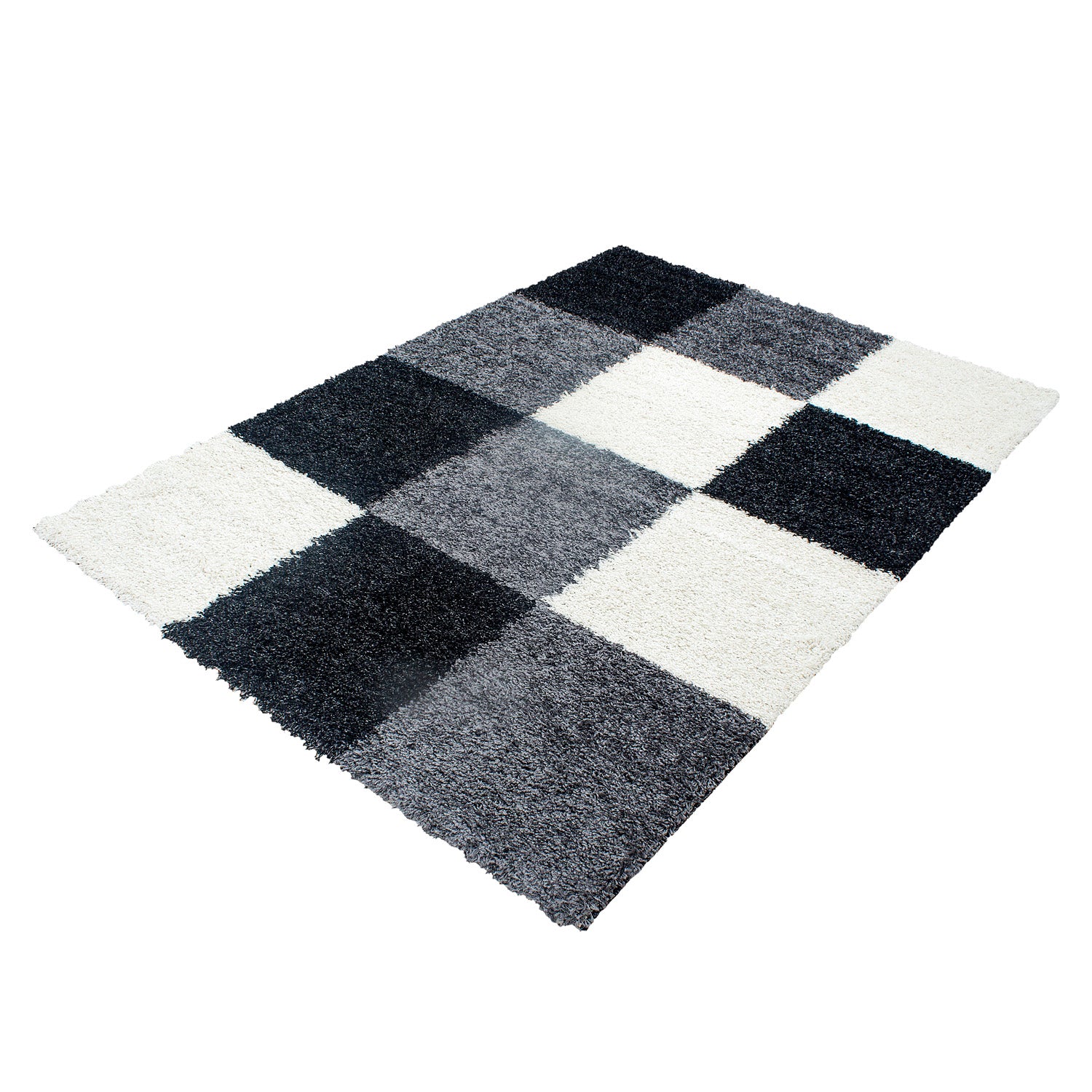 Zwart Tapijt Hoogpolig Vloerkleed - Omid Essential Blokjes - Omid Carpets