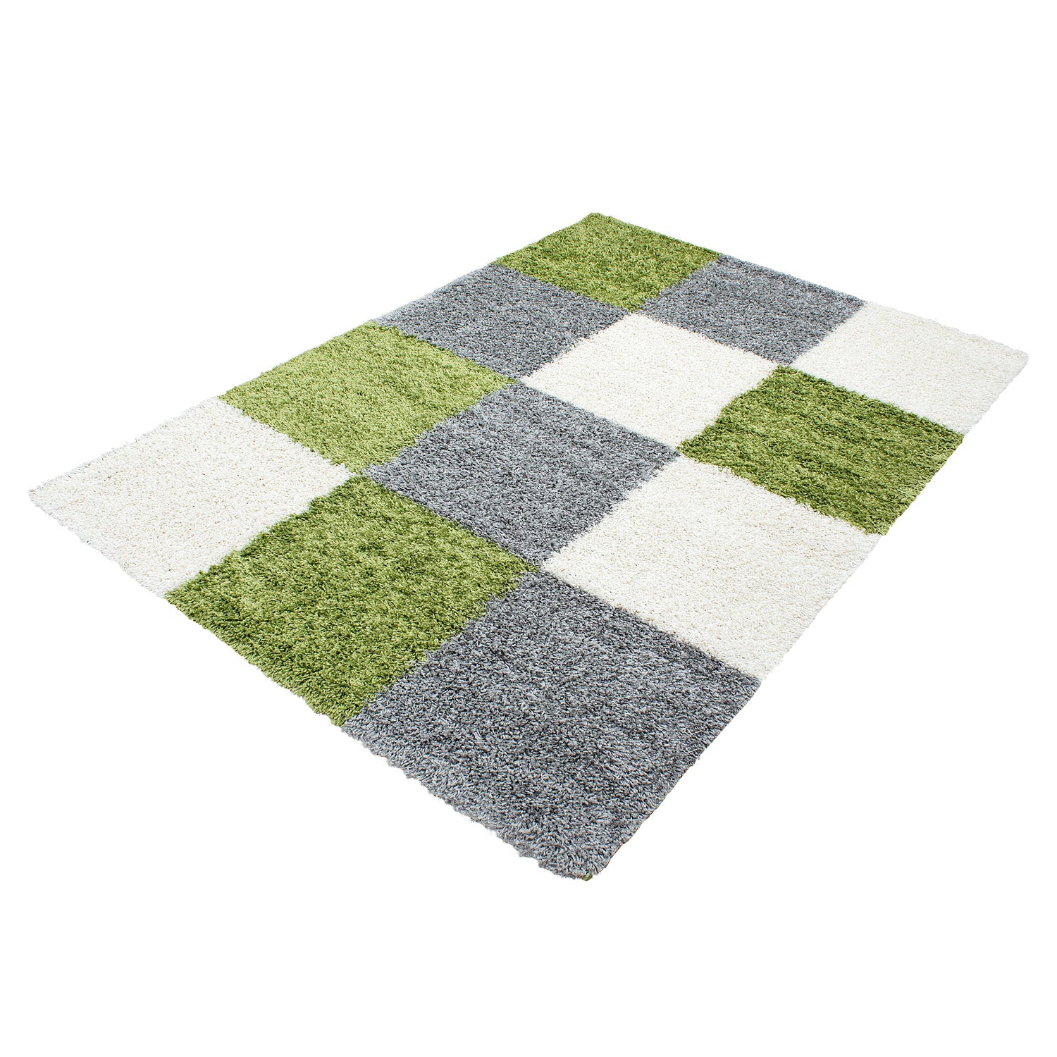 Groen Tapijt Hoogpolig Vloerkleed - Omid Essential Blokjes - Omid Carpets