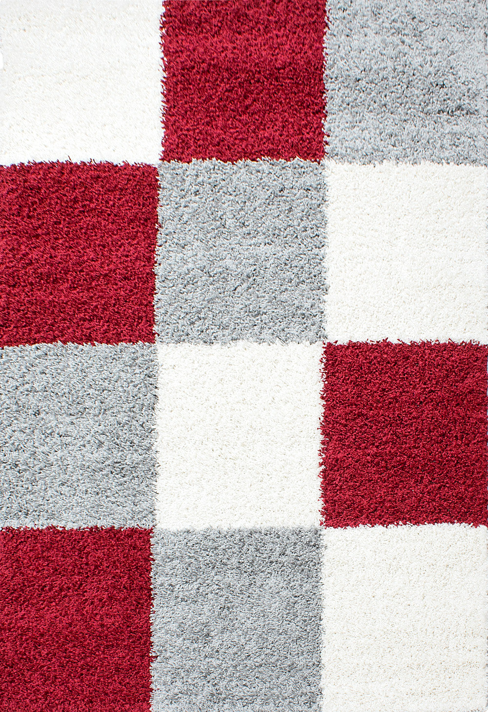Rood Tapijt Hoogpolig Vloerkleed - Omid Essential Blokjes - Omid Carpets