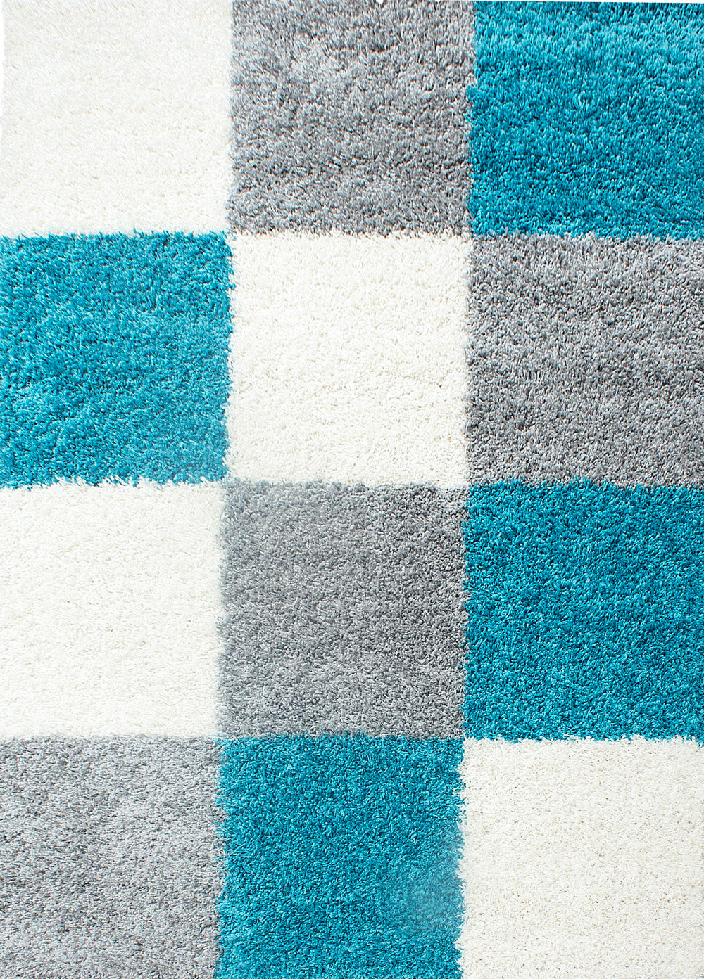 Turquoise Tapijt Hoogpolig Vloerkleed - Omid Essential Blokjes - Omid Carpets