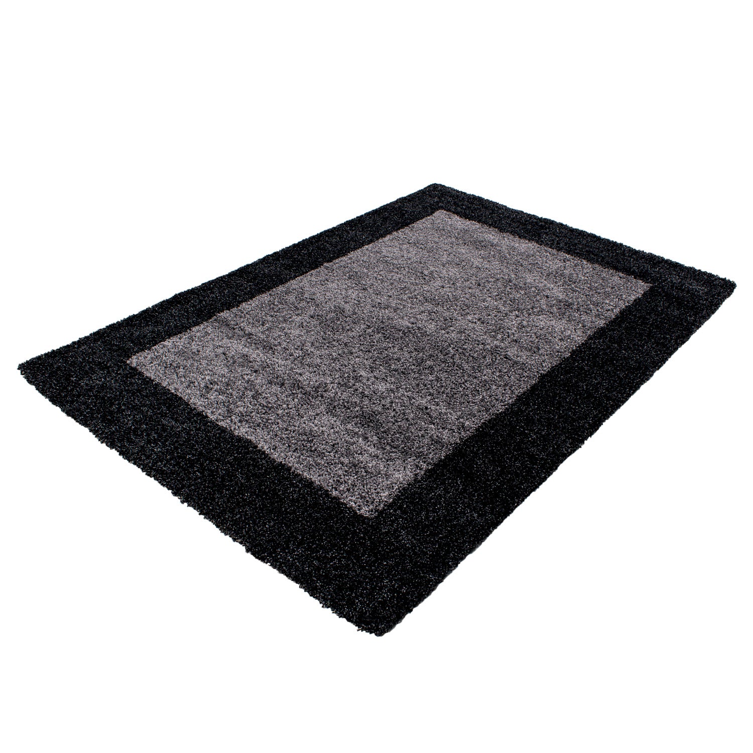 Anthraciet Tapijt Hoogpolig Vloerkleed - Omid Essential Kader - Omid Carpets
