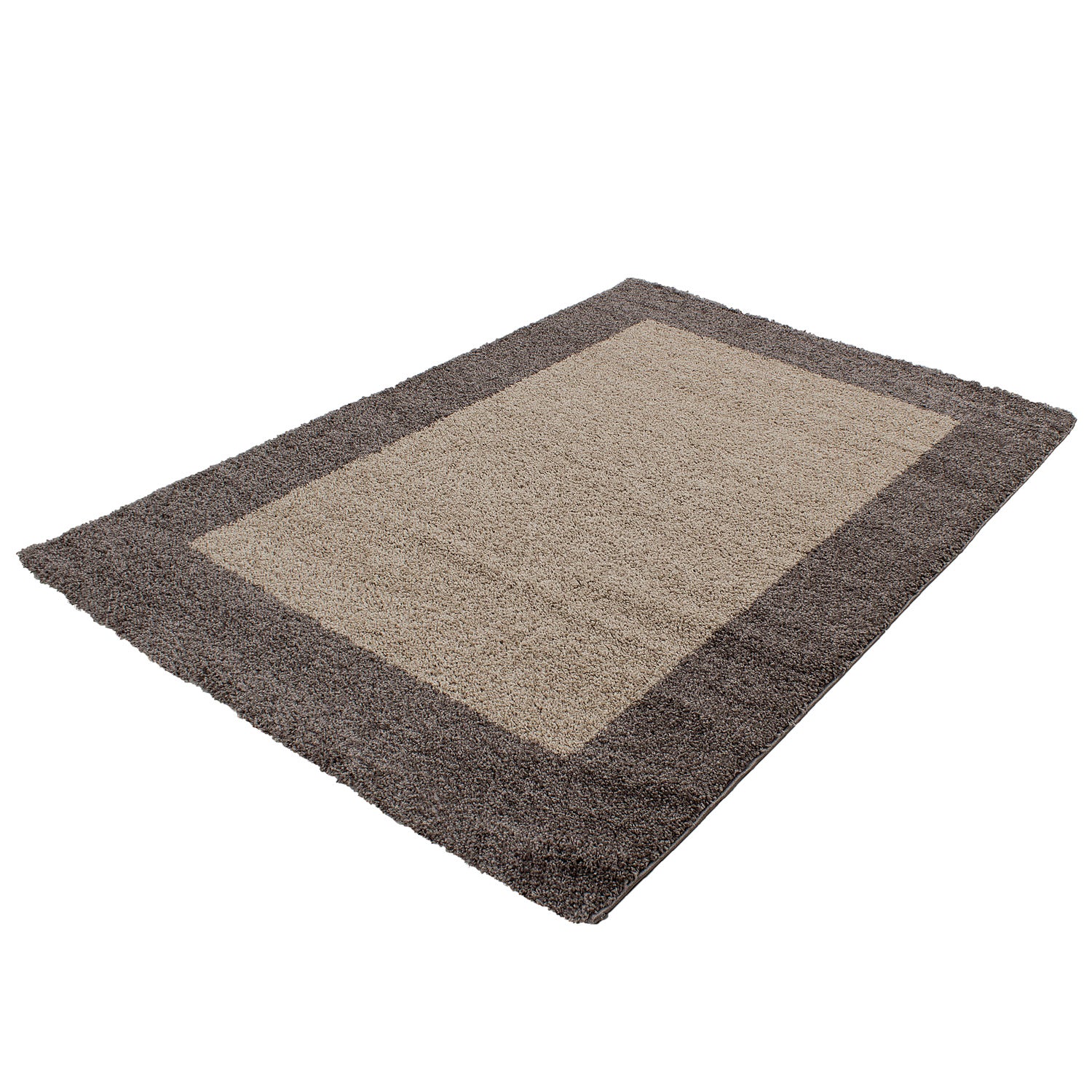 Taupe Tapijt Hoogpolig Vloerkleed - Omid Essential Kader - Omid Carpets