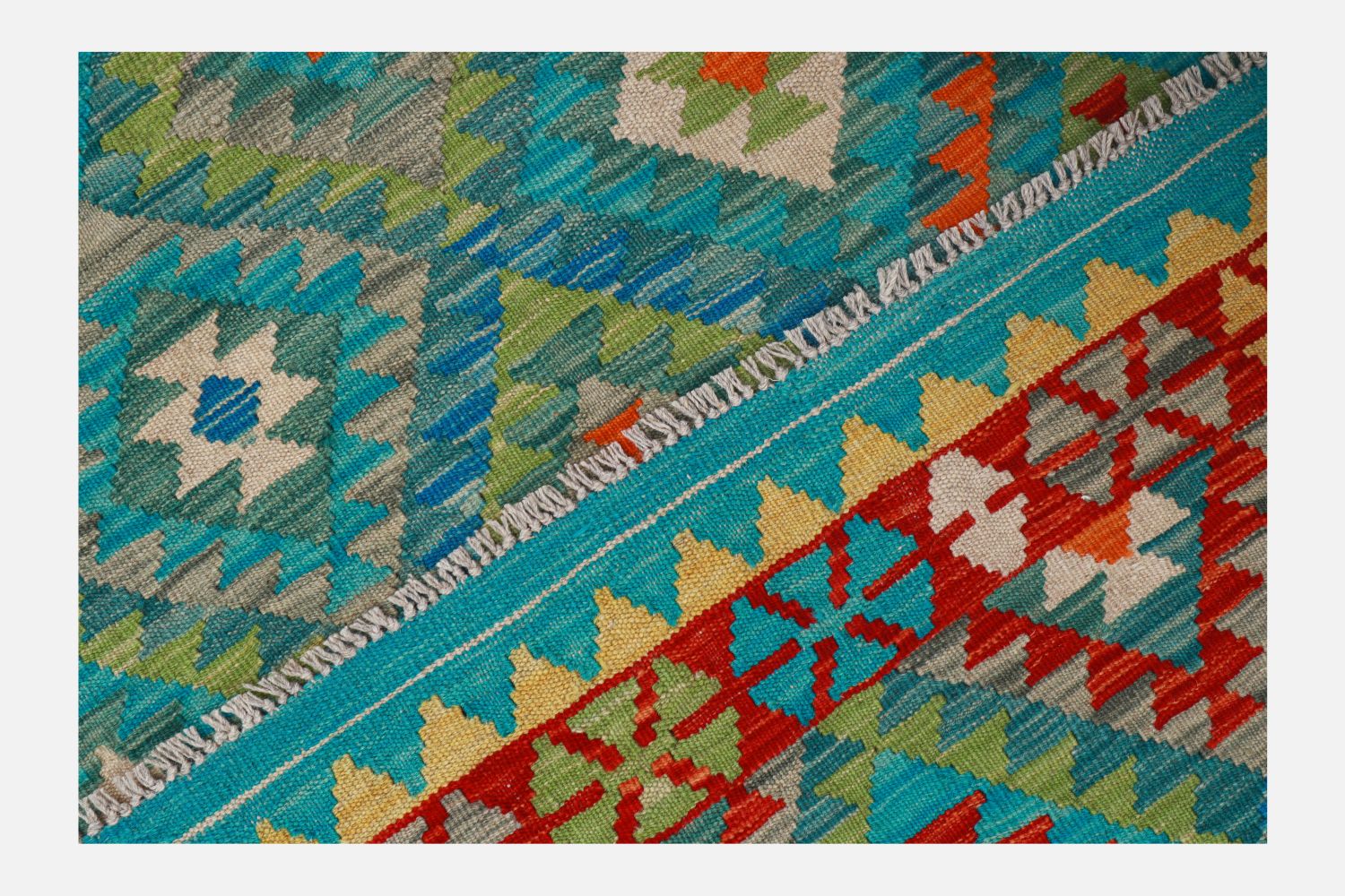 Kleurrijk Tapijt Laagpolig Handgeweven Wollen Vloerkleed - Omid Afghan Kelim 251x184