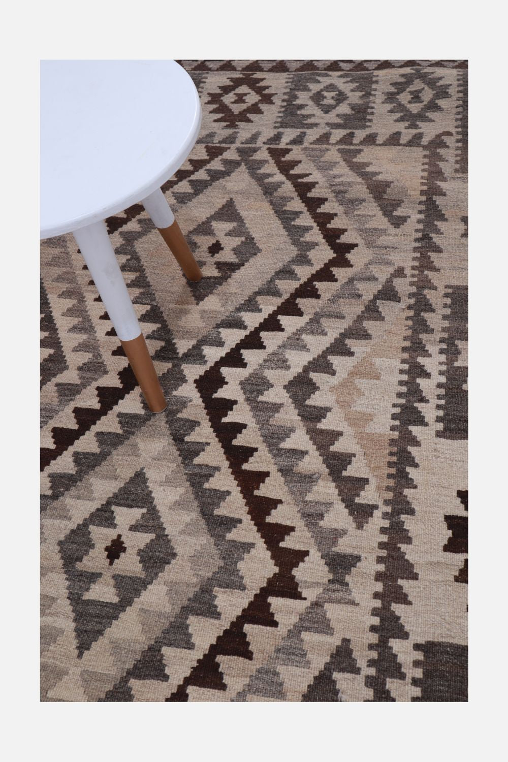 Beige Tapijt Laagpolig Handgeweven Wollen Vloerkleed - Omid Afghan Natural Kelim 205x140