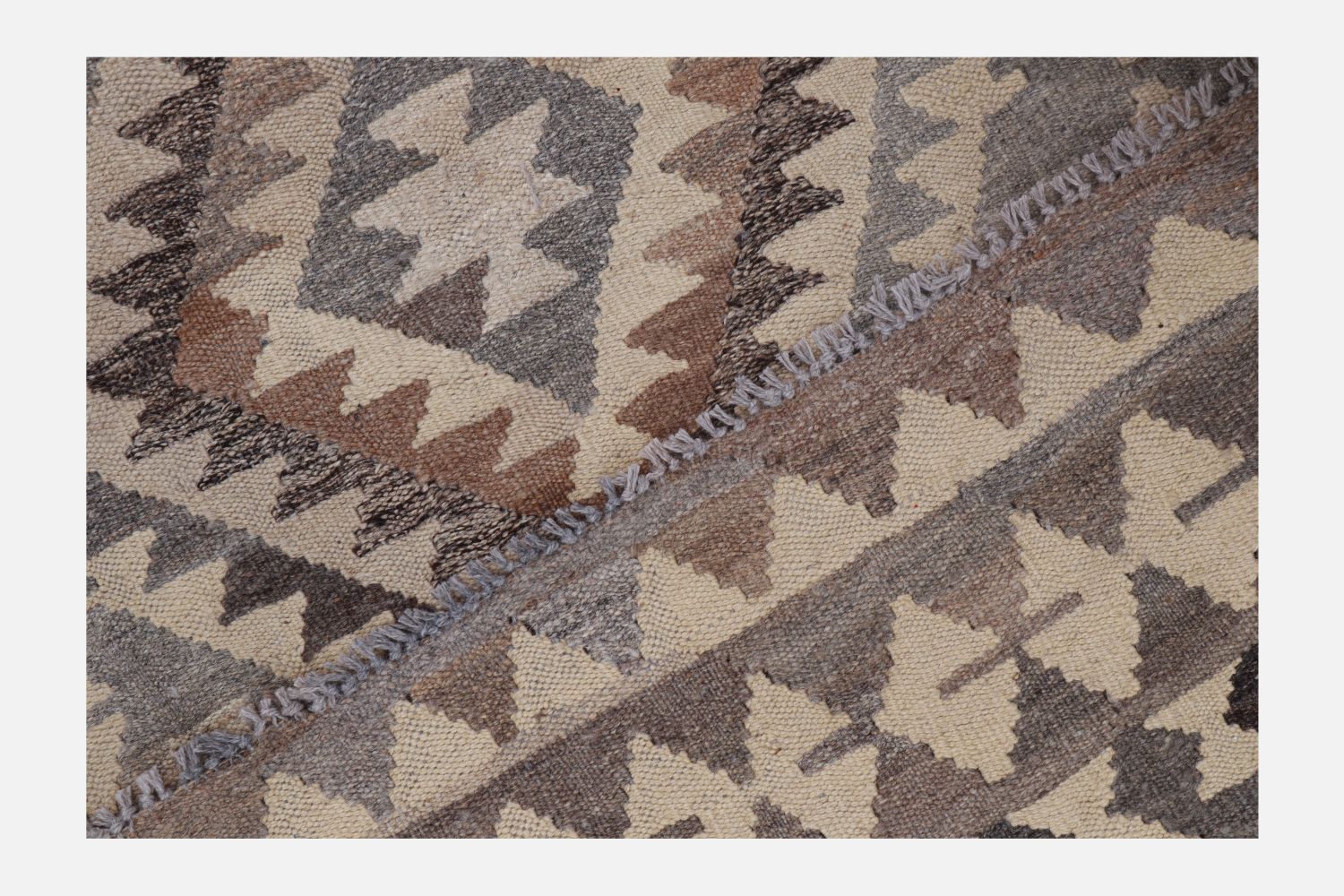 Beige Tapijt Laagpolig Handgeweven Wollen Vloerkleed - Omid Afghan Natural Kelim 147x99