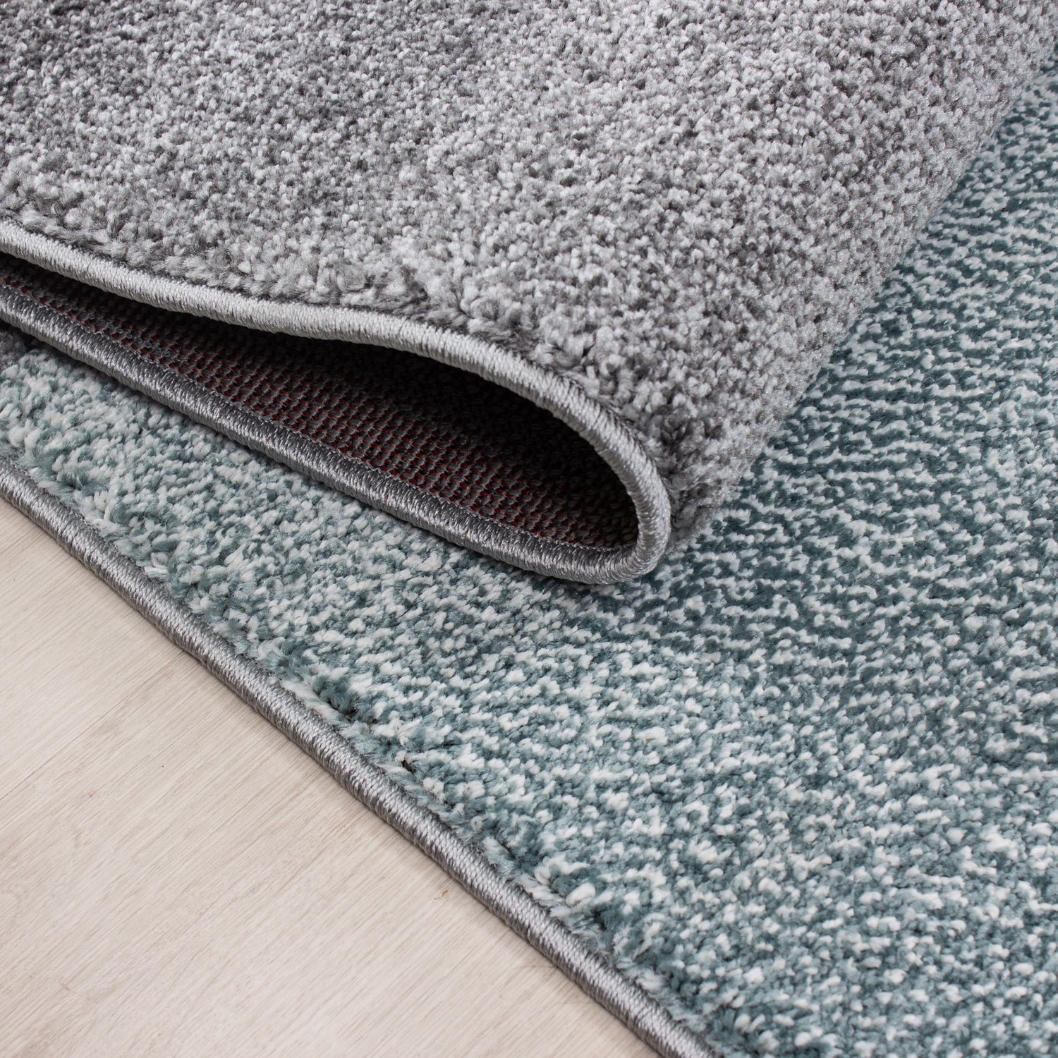 Blauw Tapijt Laagpolig Vloerkleed Omid Structure - Omid Carpets