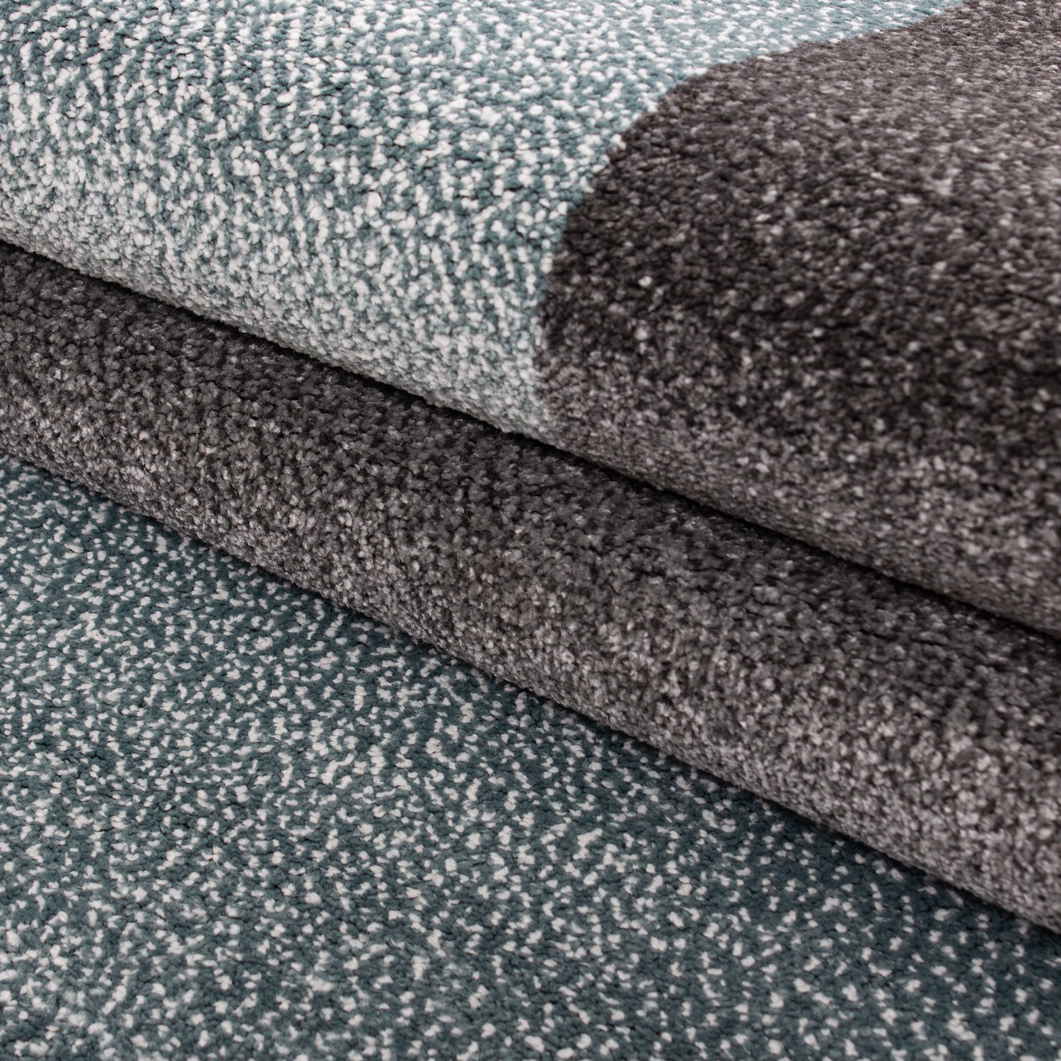 Blauw Tapijt Laagpolig Vloerkleed Omid Structure - Omid Carpets
