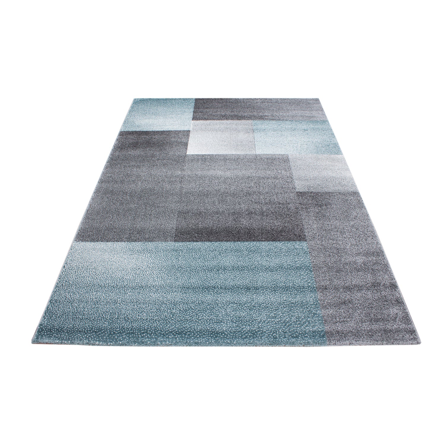 Blauw Tapijt Laagpolig Vloerkleed Omid Structure - Omid Carpets