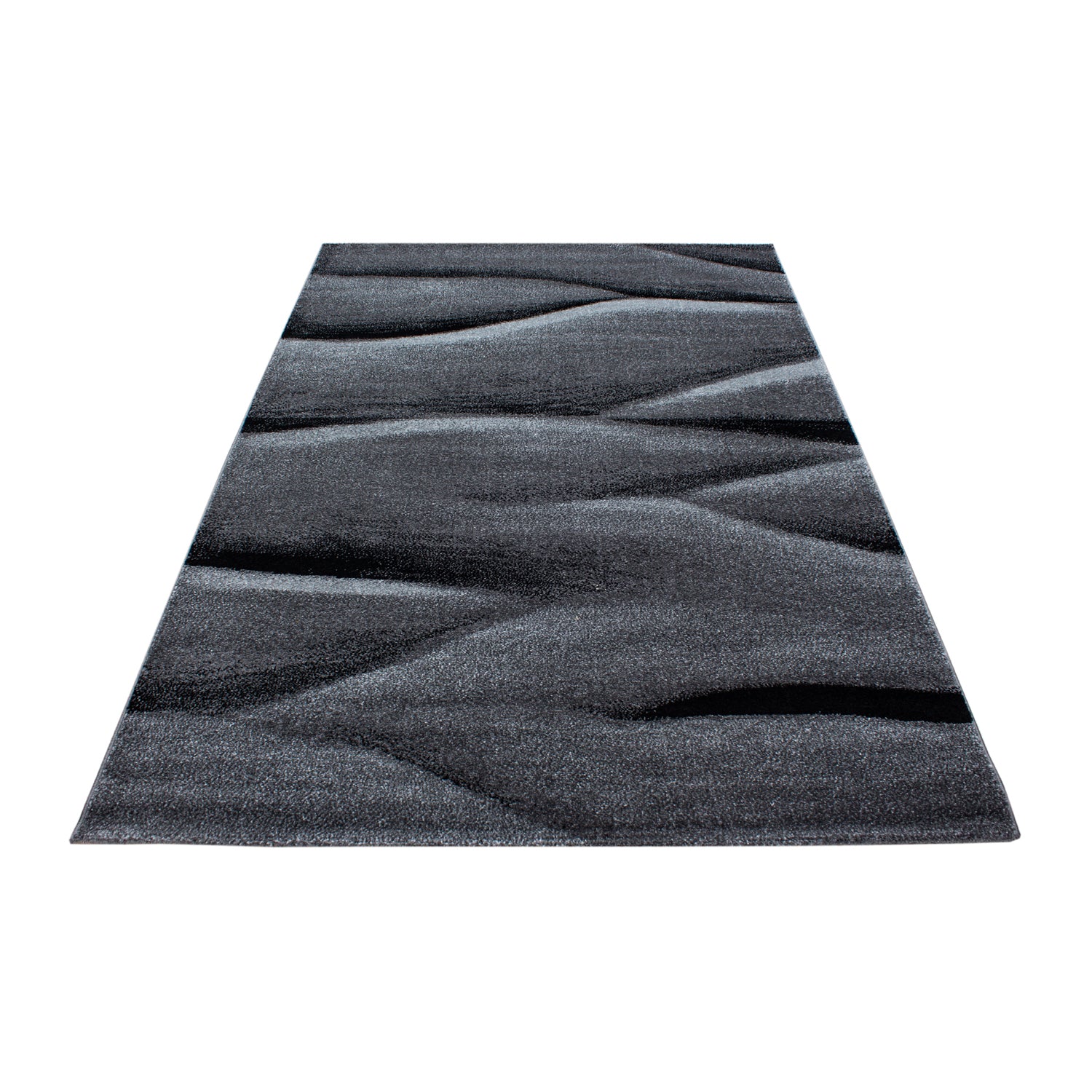 Grijs Tapijt Laagpolig Vloerkleed Omid Structure - Omid Carpets