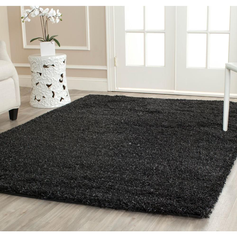 Zwarte Serlon Shaggy Machinale Vloerkleed Kopen Antwerpen - Omid Carpets
