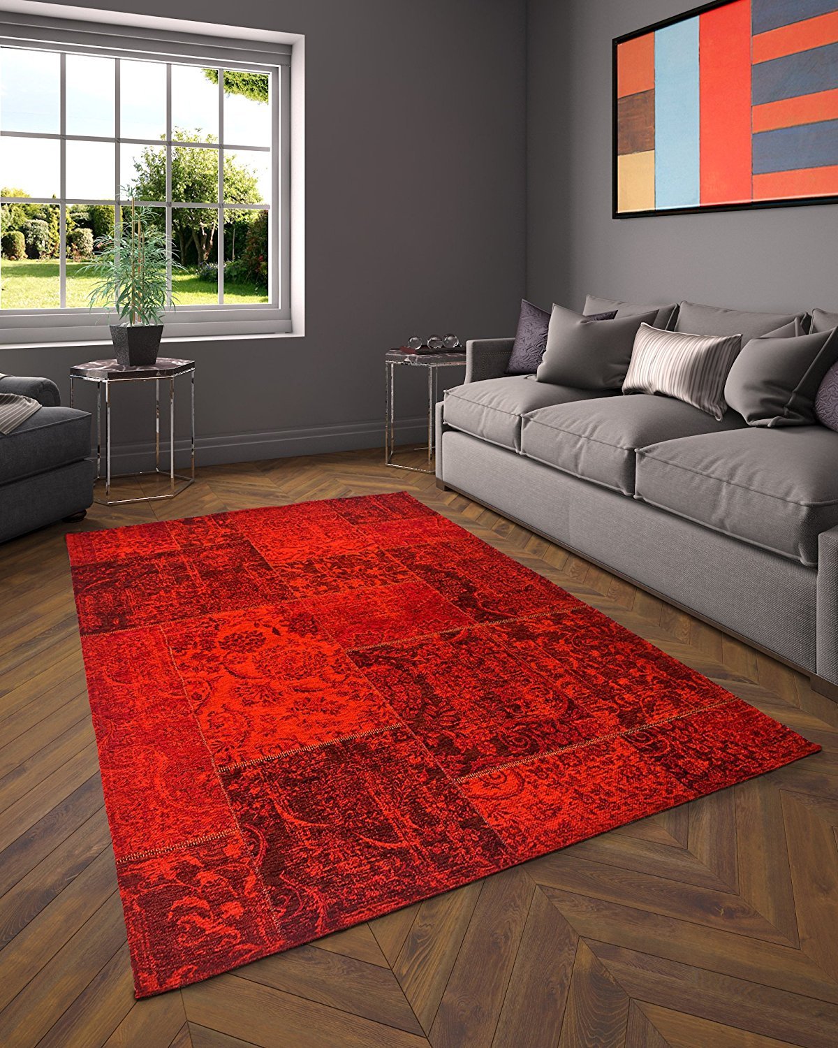 Red Lava Patchwork Tapijt - Omid Carpets