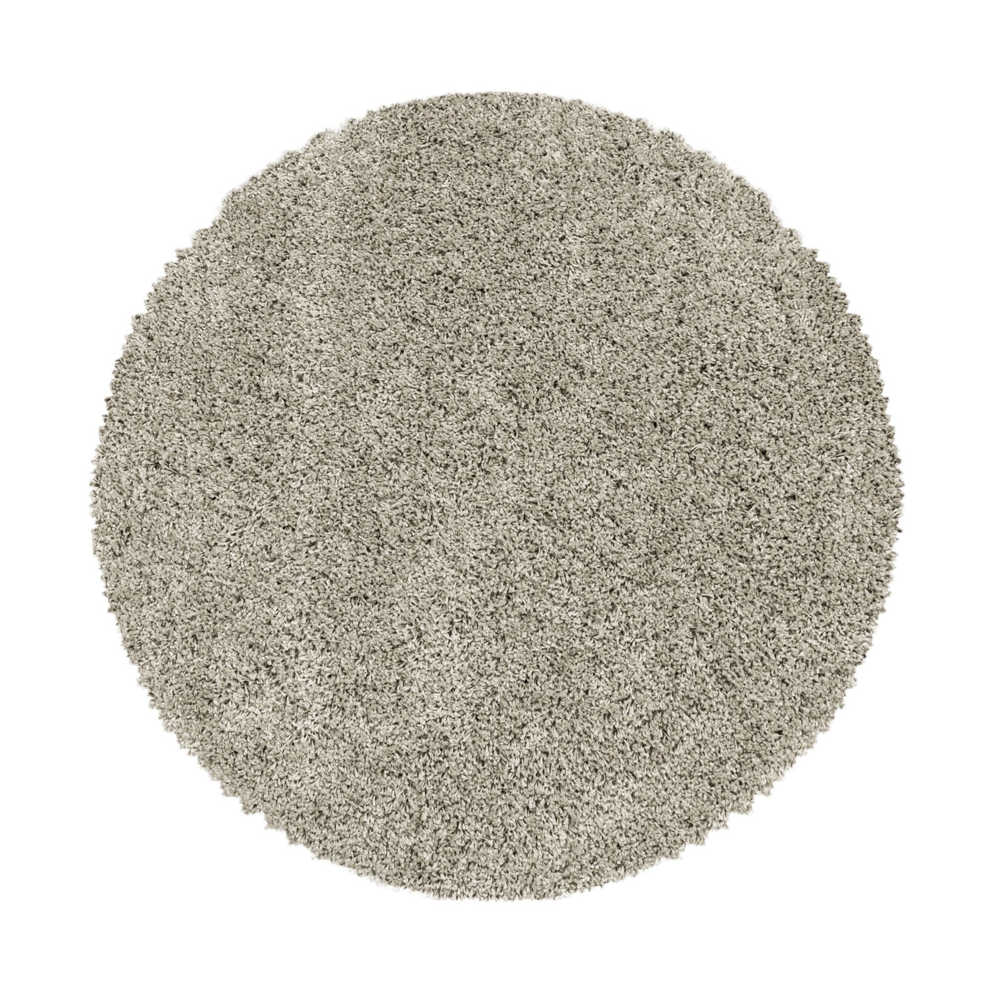 Beige Rond Tapijt Hoogpolig Rond Vloerkleed - Omid Heavenly