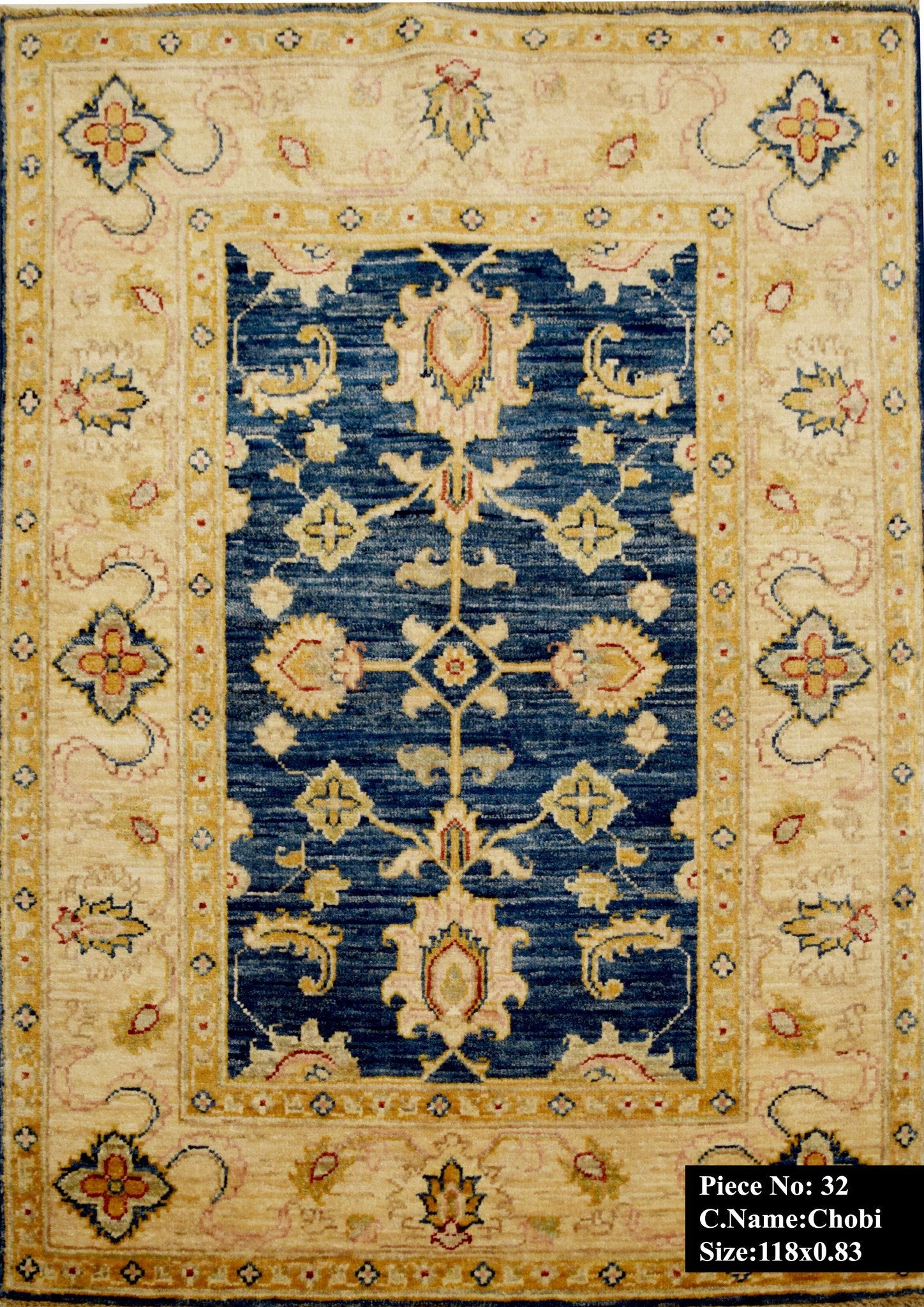 Marineblauwe Ziegler Tapijt 118x83 - Omid Carpets