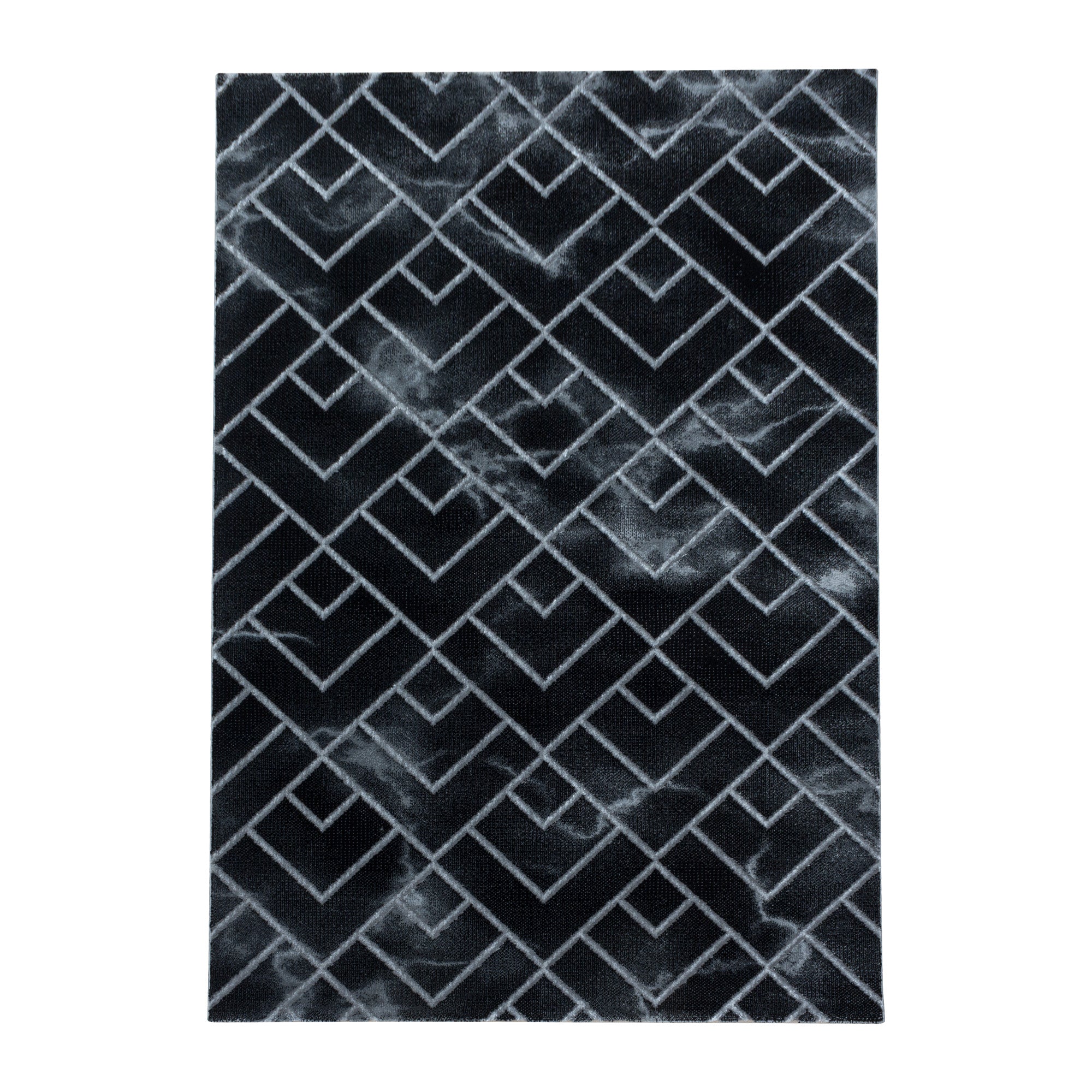 ZwartZilver Tapijt Laagpolig Vloerkleed Omid Marble Inspiration