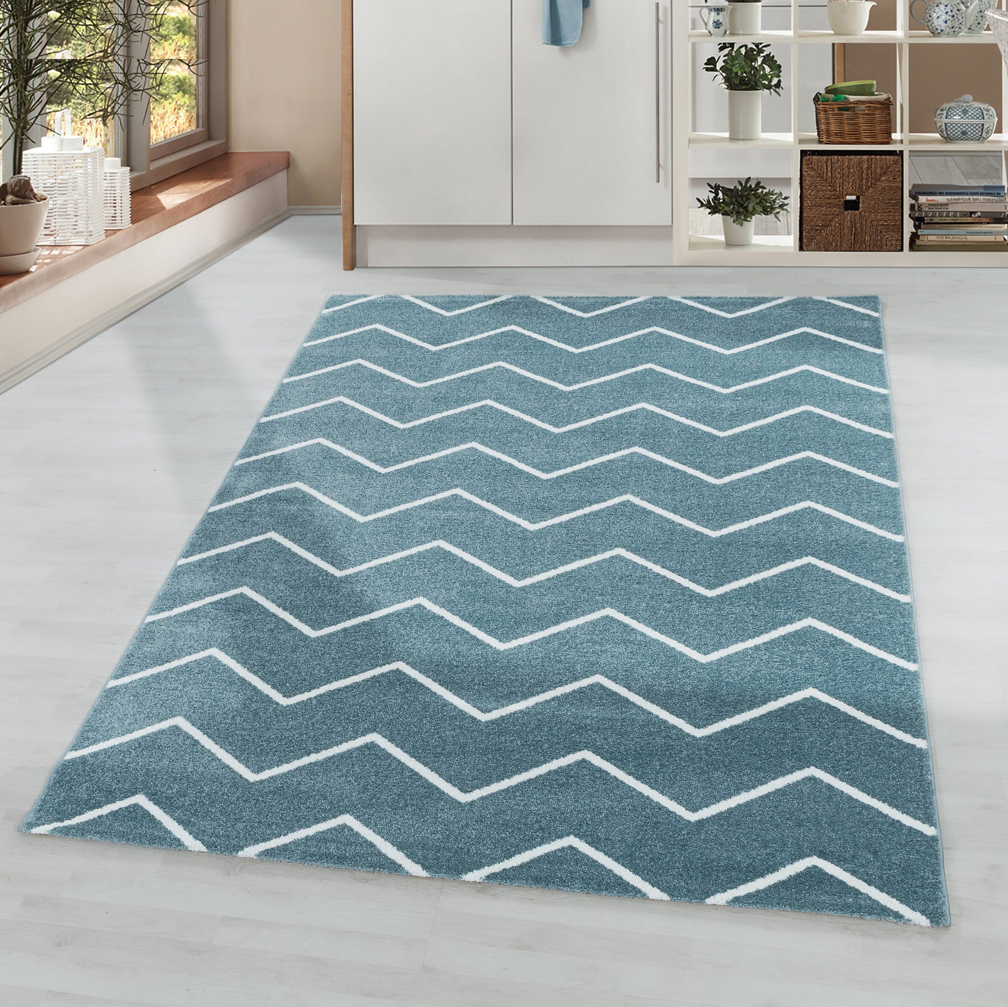 Blauw Tapijt Laagpolig Vloerkleed Omid Sensational