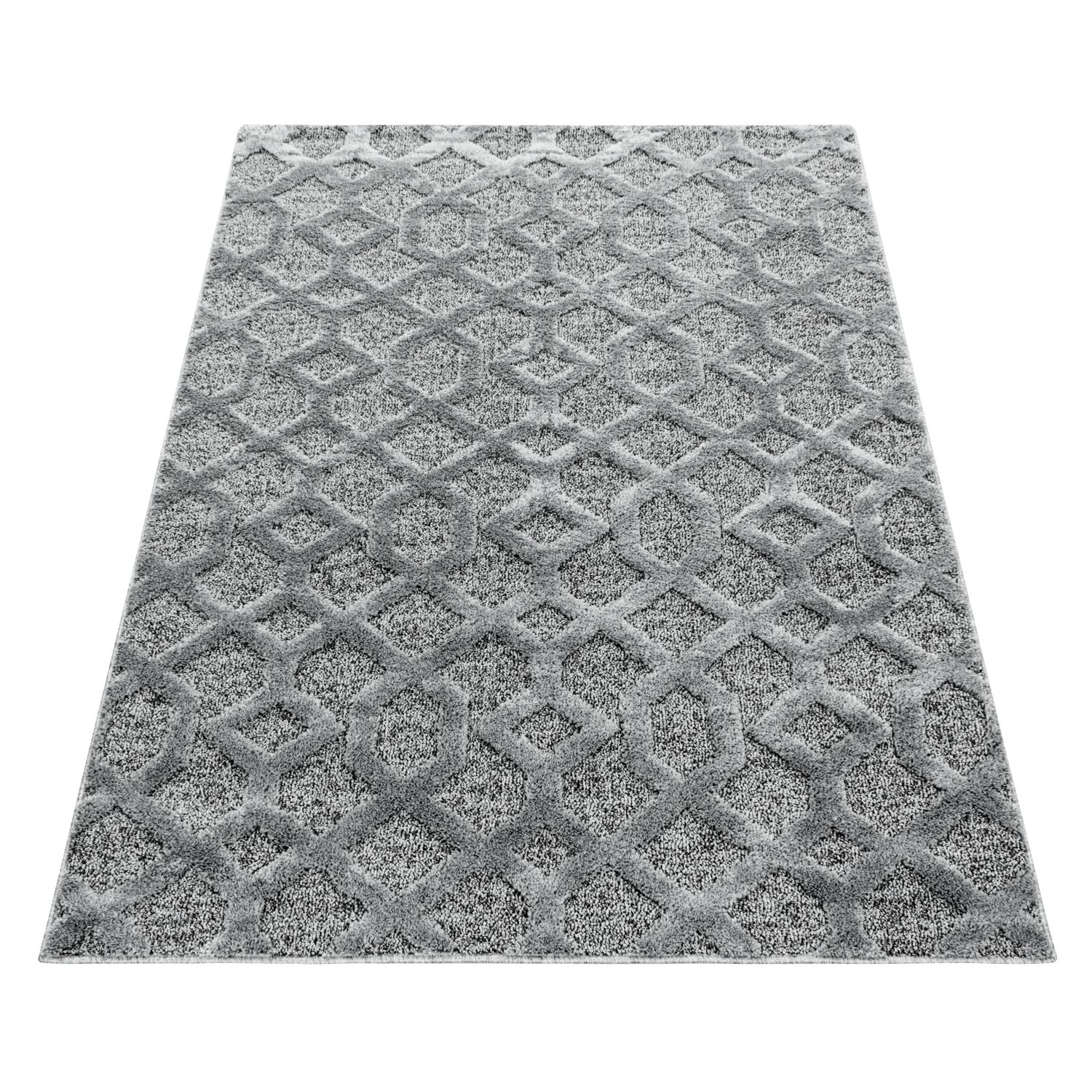 Grijs Tapijt Laagpolig Vloerkleed Omid Modern 3D Structure