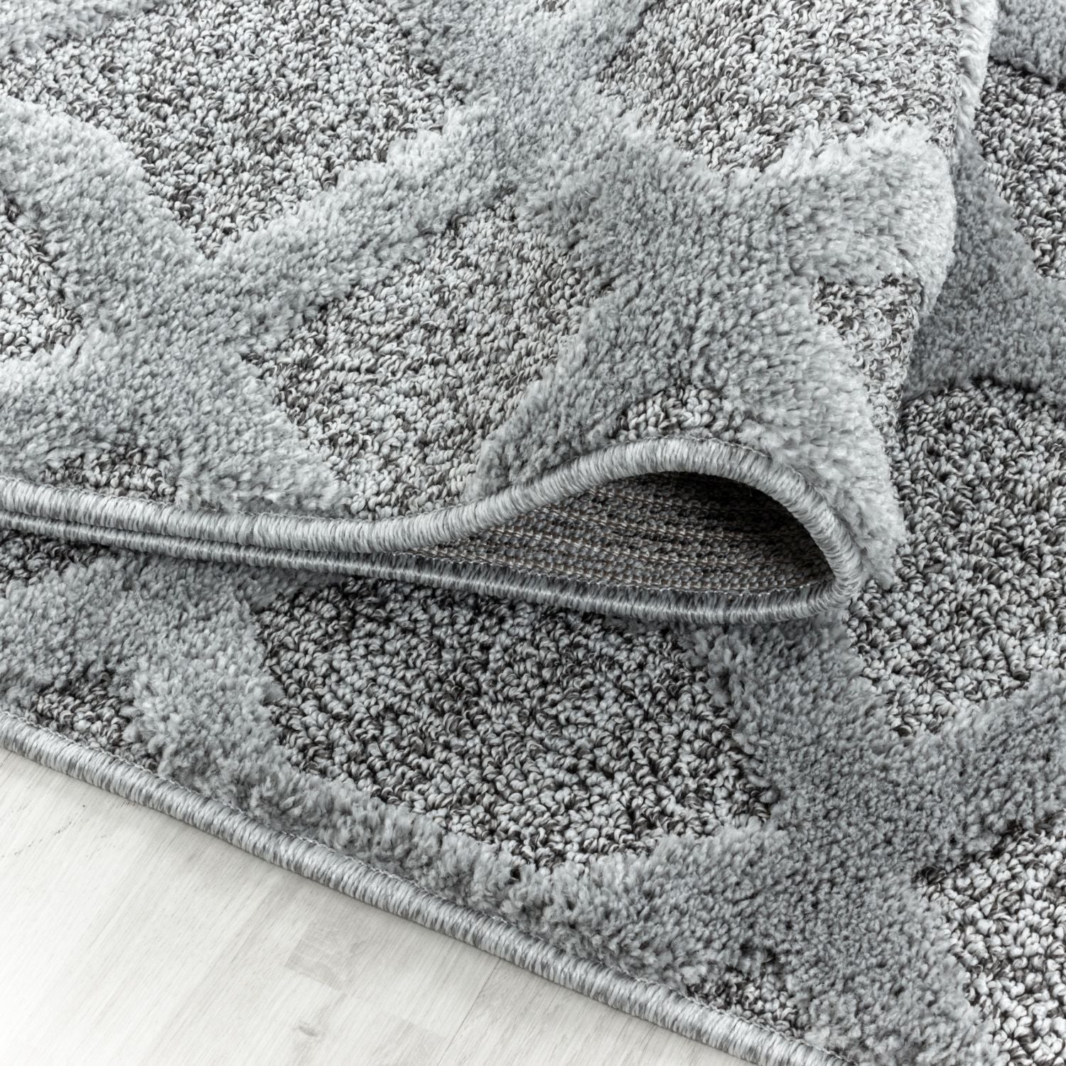 Grijs Tapijt Laagpolig Vloerkleed Omid Modern 3D Structure