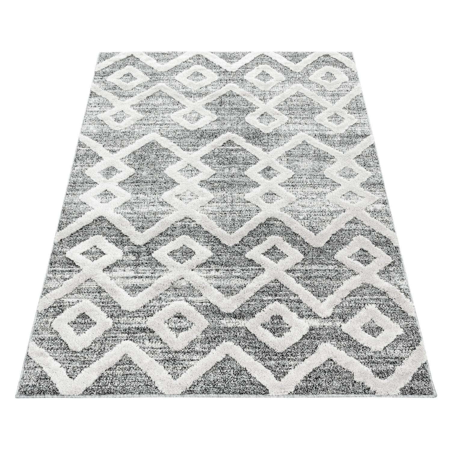 Grijs Tapijt Laagpolig Vloerkleed Omid Modern 3D Structure