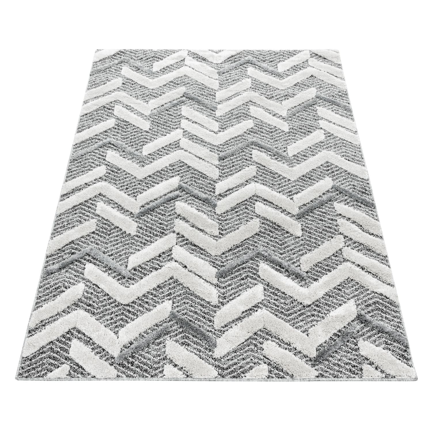 Grijs Tapijt Laagpolig Vloerkleed Omid Modern 3D Structure