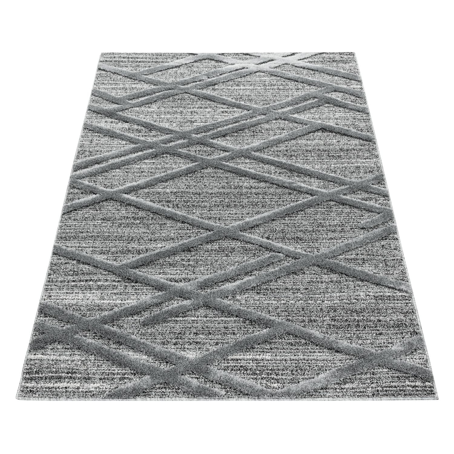 Grijs Tapijt Laagpolig Vloerkleed Omid Modern 3D Structure