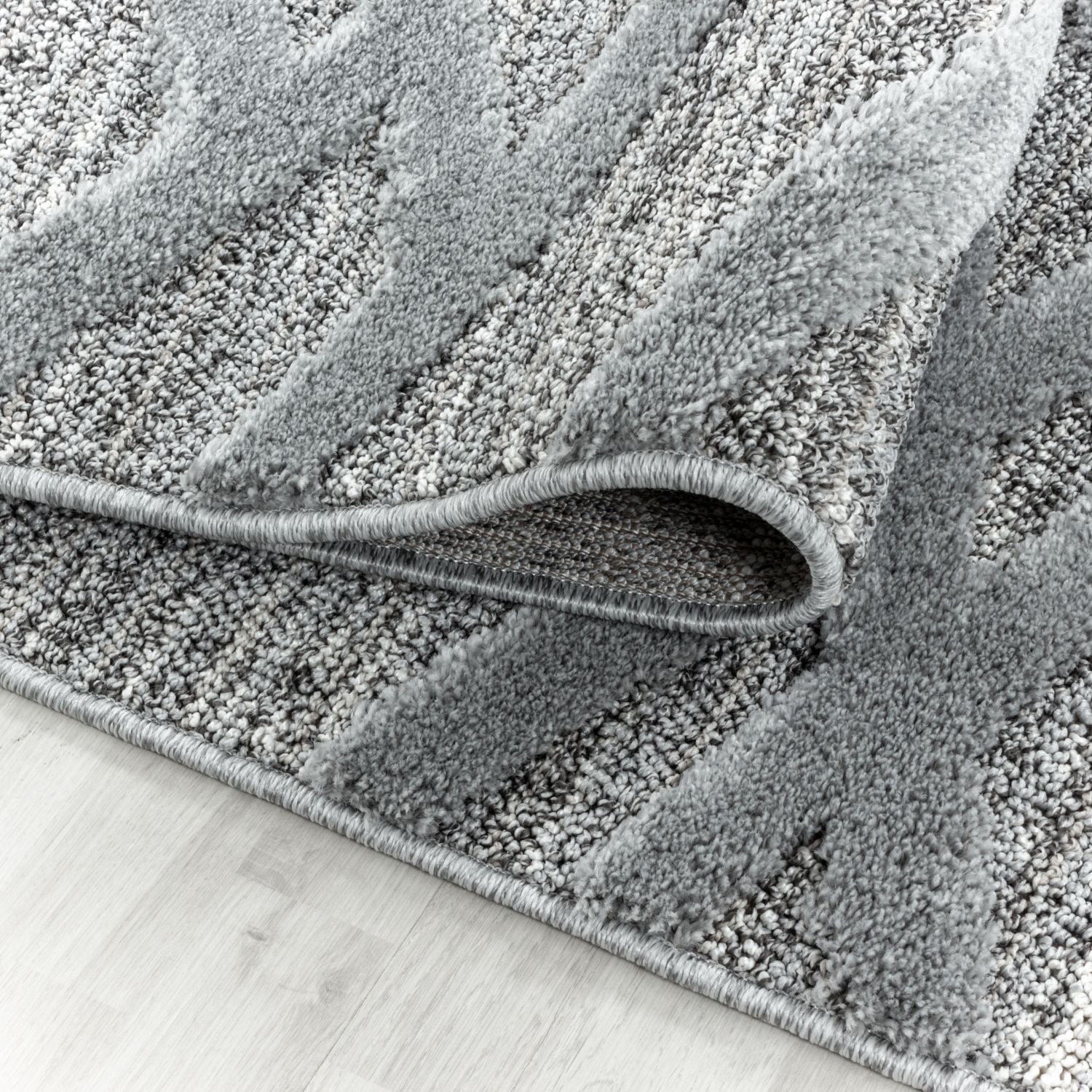 Grijs Tapijt Laagpolig Vloerkleed Omid Modern 3D Structure