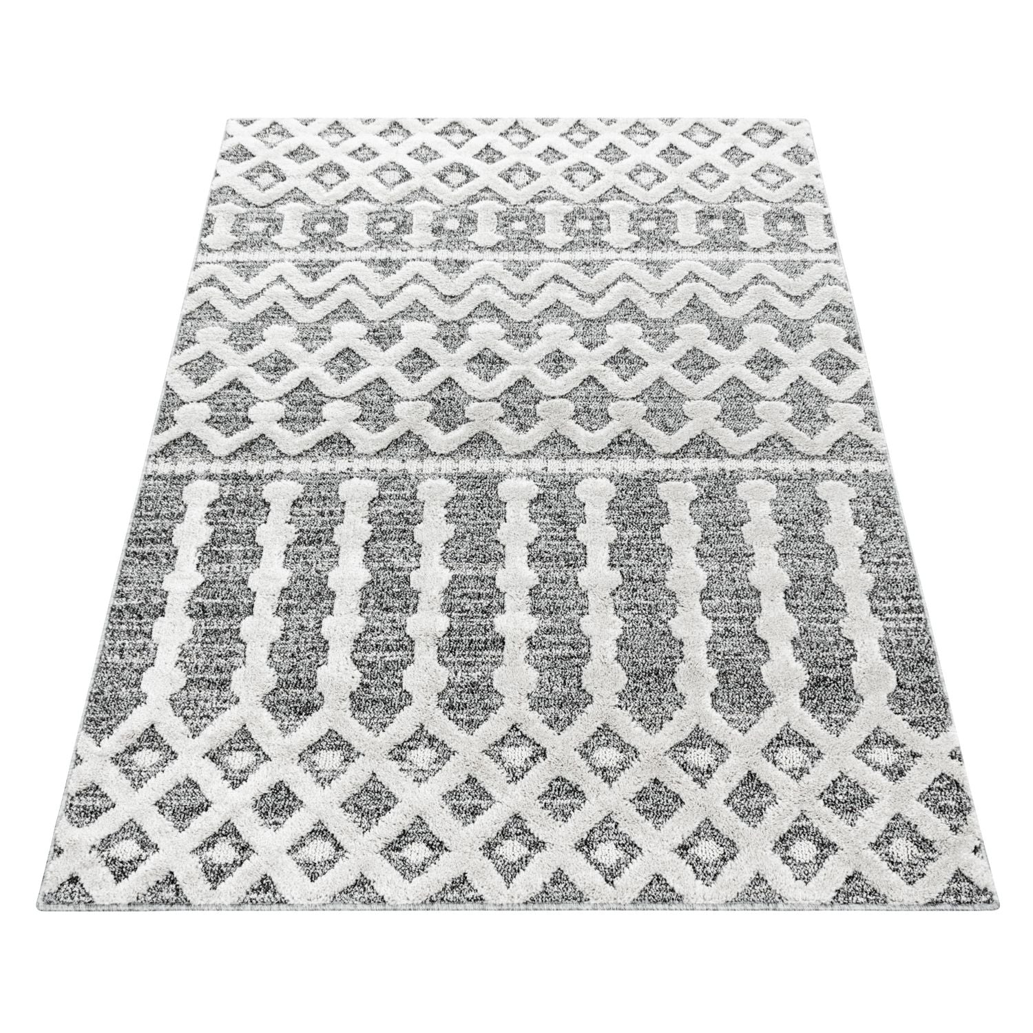 Grijs Tapijt Laagpolig Vloerkleed Omid Modern 3D Structure