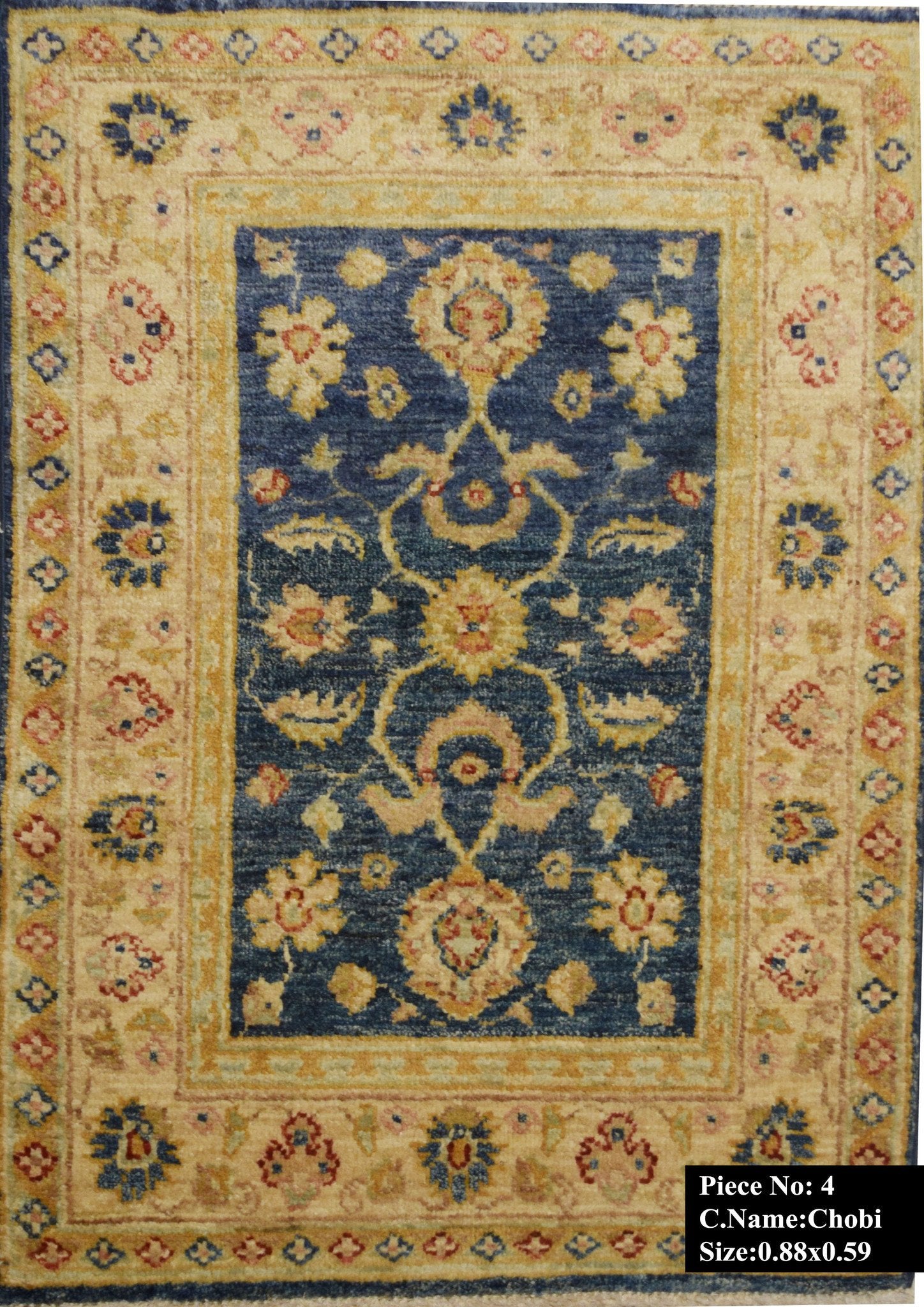 Marine Blauwe Ziegler Tapijt 88x59 - Omid Carpets