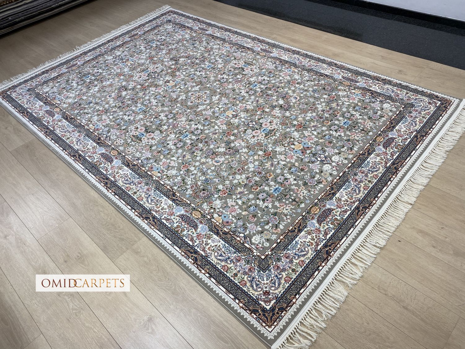 قالین 1200 شانه * Grijs Tapijt Laagpolig Klassiek Vloerkleed - Omid Premium Classic Hand Look - 3 Miljoen punten/m²