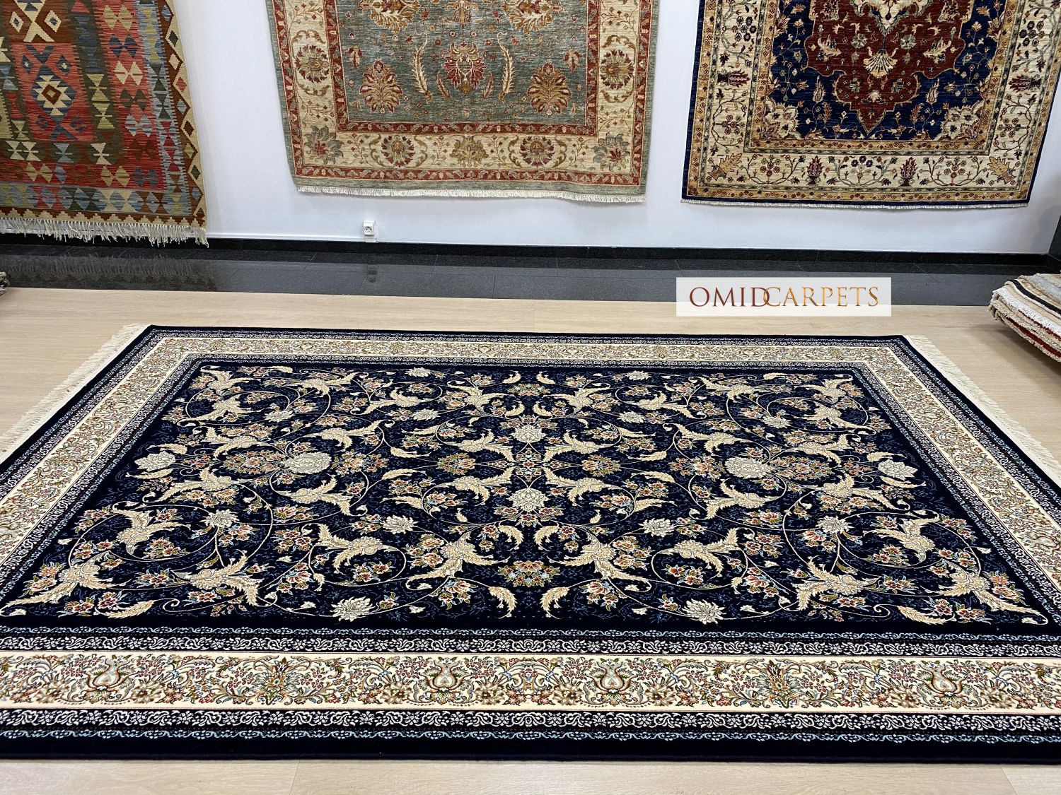 قالین 700 شانه * Blauw Tapijt Laagpolig Klassiek Vloerkleed - Omid Premium Classic - 1,5 Miljoen punten/m²