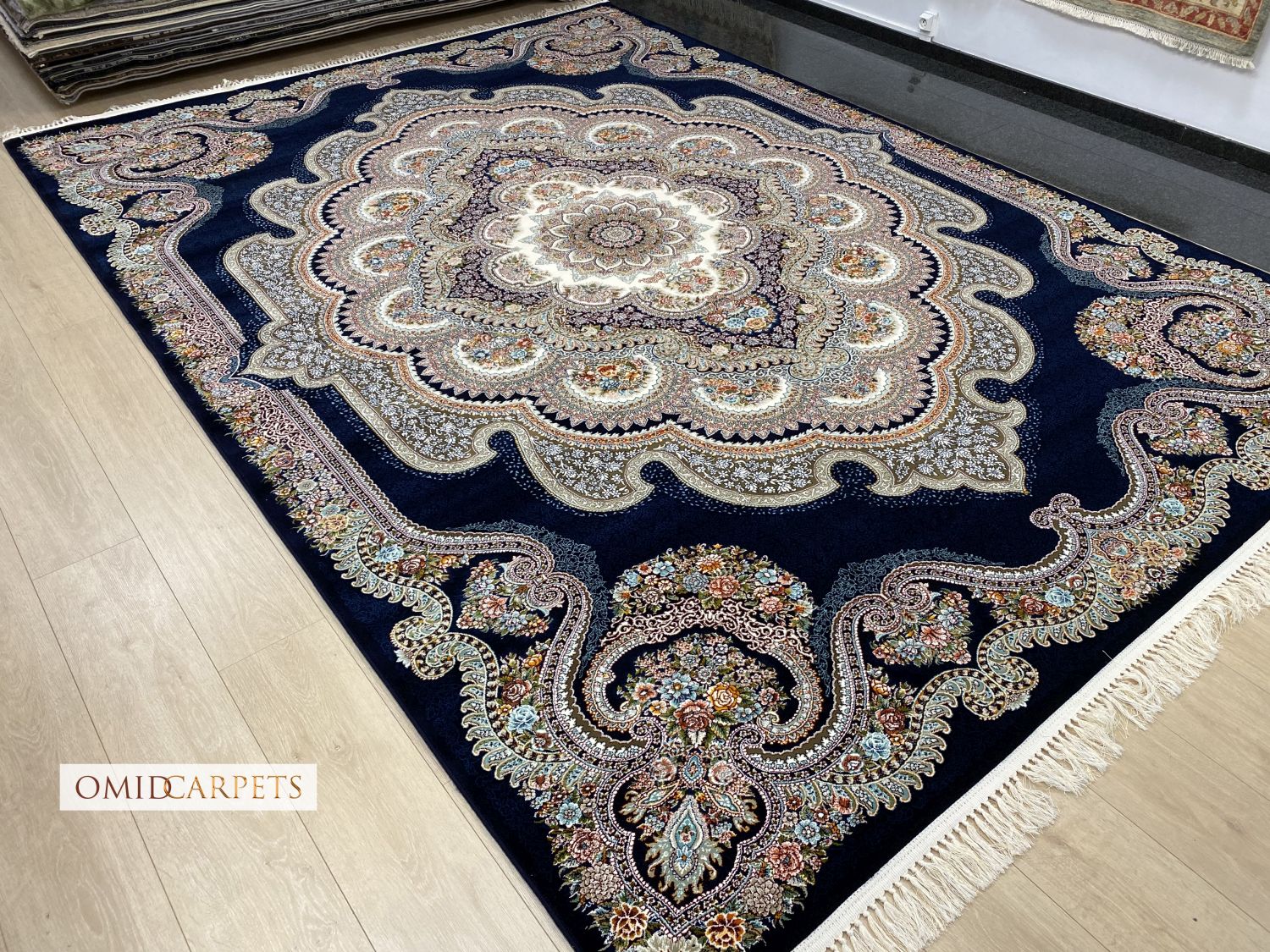 قالین 700 شانه * Blauw Tapijt Laagpolig Klassiek Vloerkleed - Omid Premium Classic - 1,5 Miljoen punten/m²