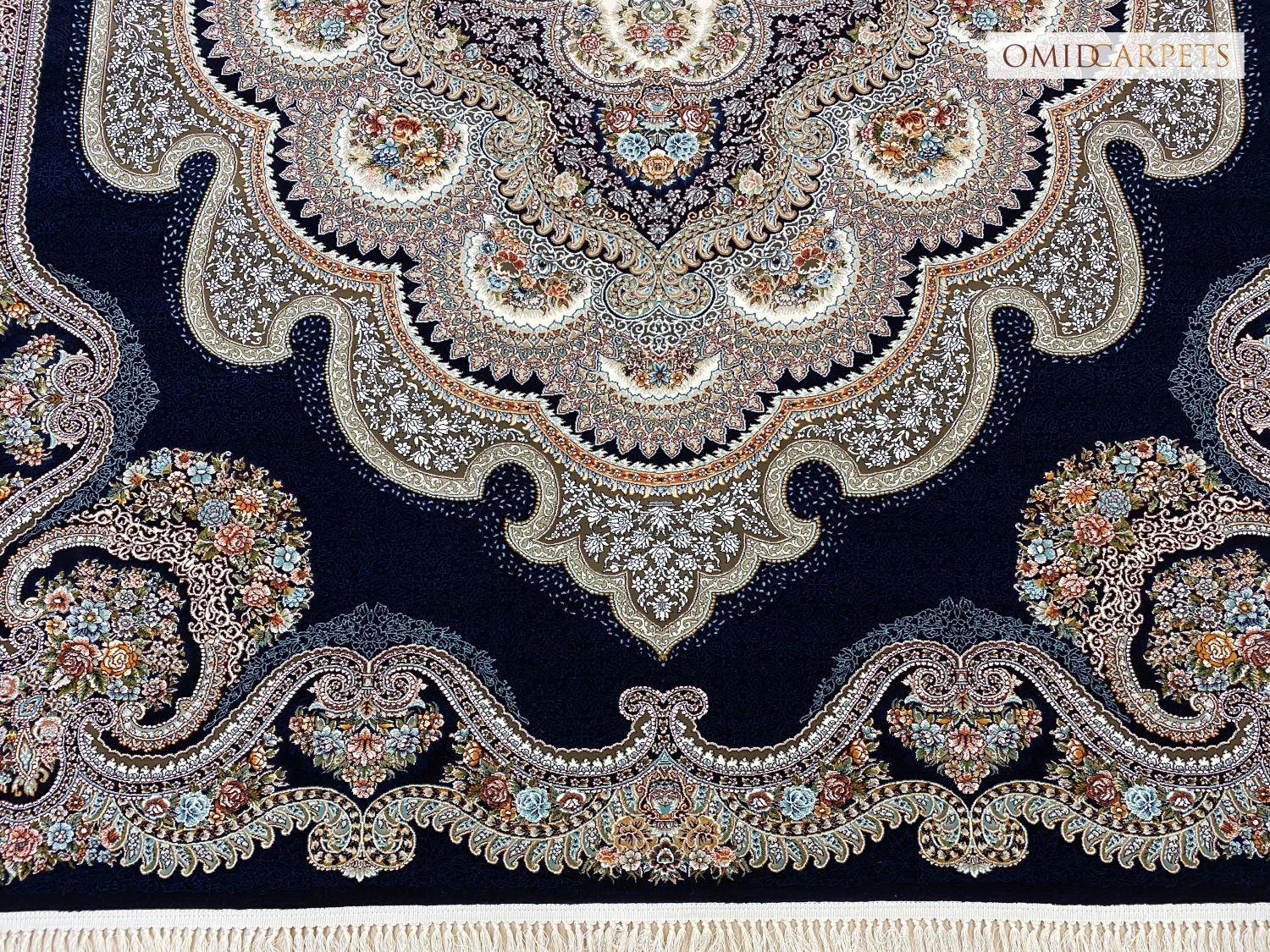 قالین 700 شانه * Blauw Tapijt Laagpolig Klassiek Vloerkleed - Omid Premium Classic - 1,5 Miljoen punten/m²