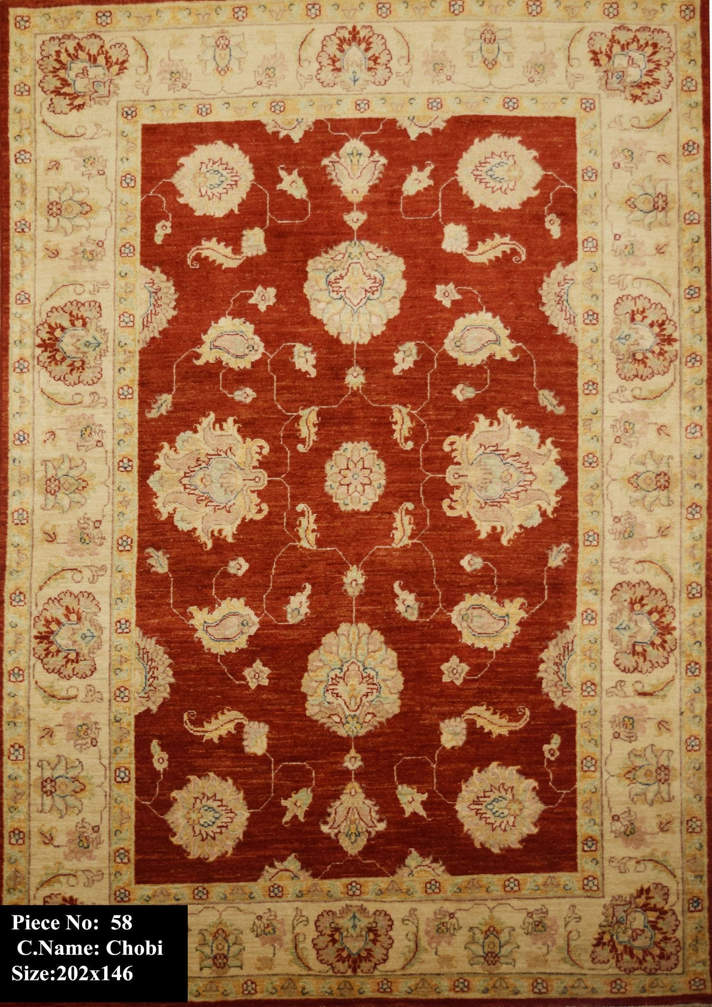 Wijnrode Ziegler Tapijt 202x146 - Omid Carpets