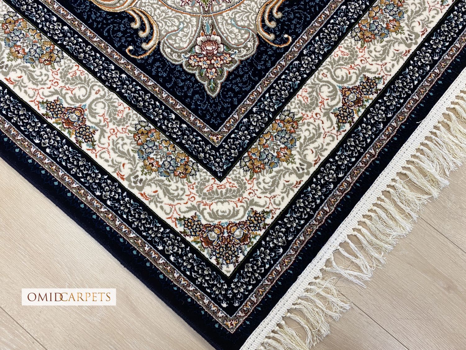 قالین 700 شانه * Blauw Tapijt Laagpolig Klassiek Vloerkleed - Omid Premium Classic - 1,5 Miljoen punten/m²