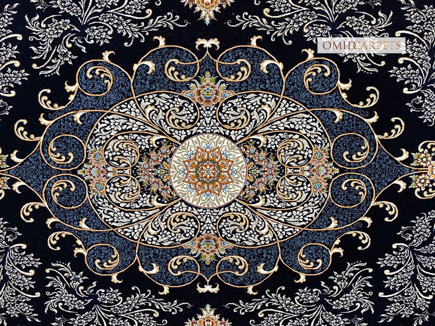 قالین 700 شانه * Blauw Tapijt Laagpolig Klassiek Vloerkleed - Omid Premium Classic - 1,5 Miljoen punten/m²