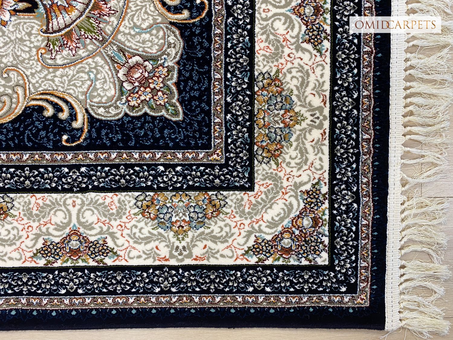 قالین 700 شانه * Blauw Tapijt Laagpolig Klassiek Vloerkleed - Omid Premium Classic - 1,5 Miljoen punten/m²