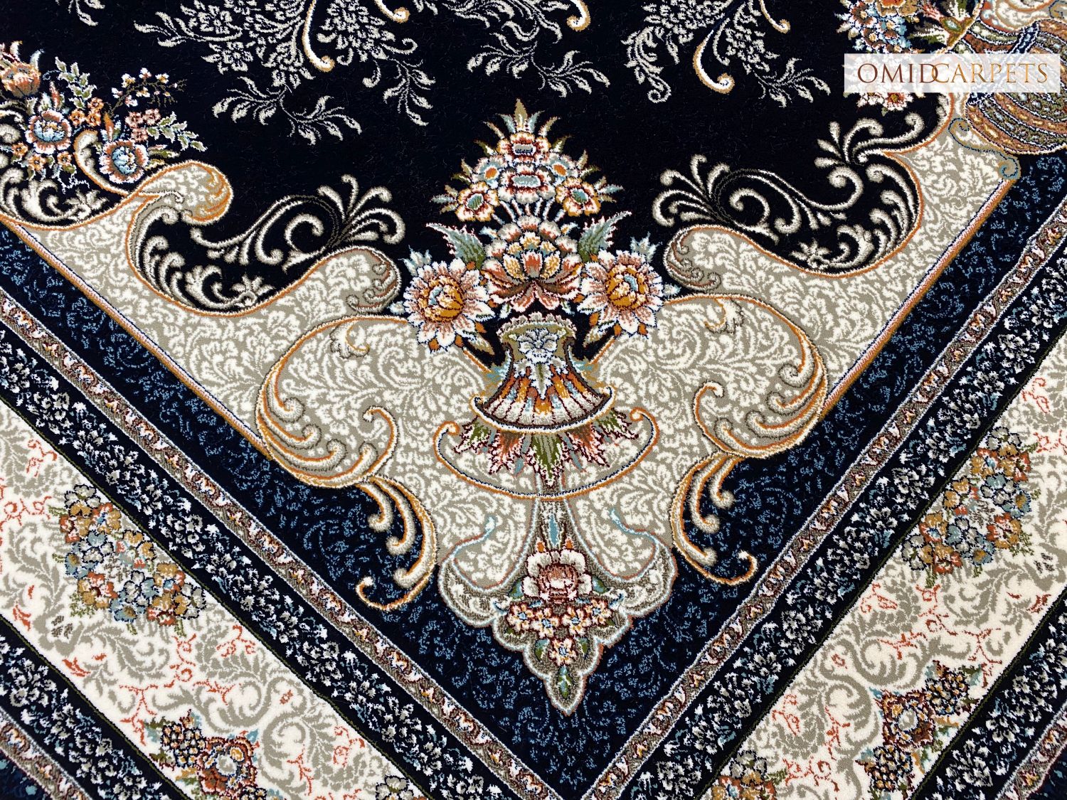 قالین 700 شانه * Blauw Tapijt Laagpolig Klassiek Vloerkleed - Omid Premium Classic - 1,5 Miljoen punten/m²