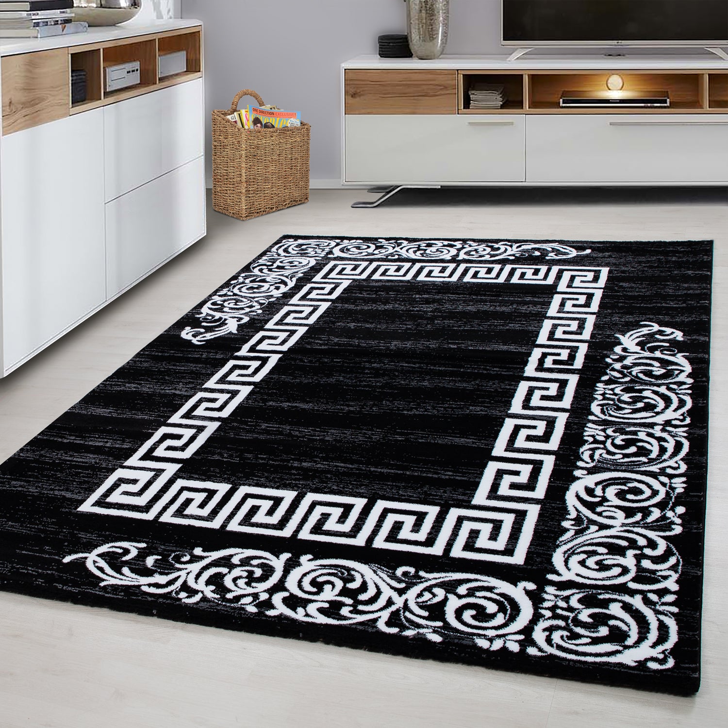 Zwart Tapijt Laagpolig Vloerkleed Omid Adventure - Omid Carpets