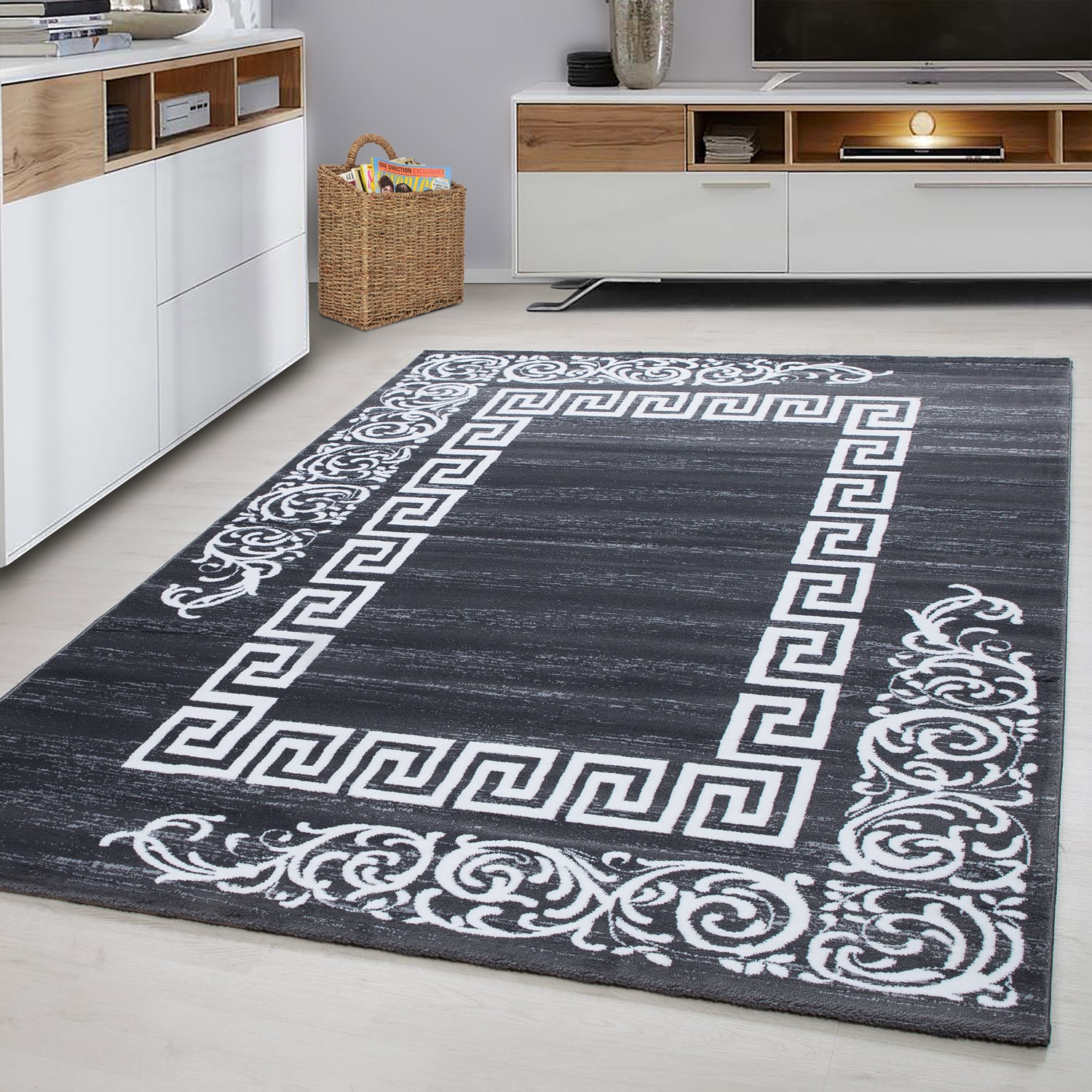 Grijs Tapijt Laagpolig Vloerkleed Omid Adventure - Omid Carpets