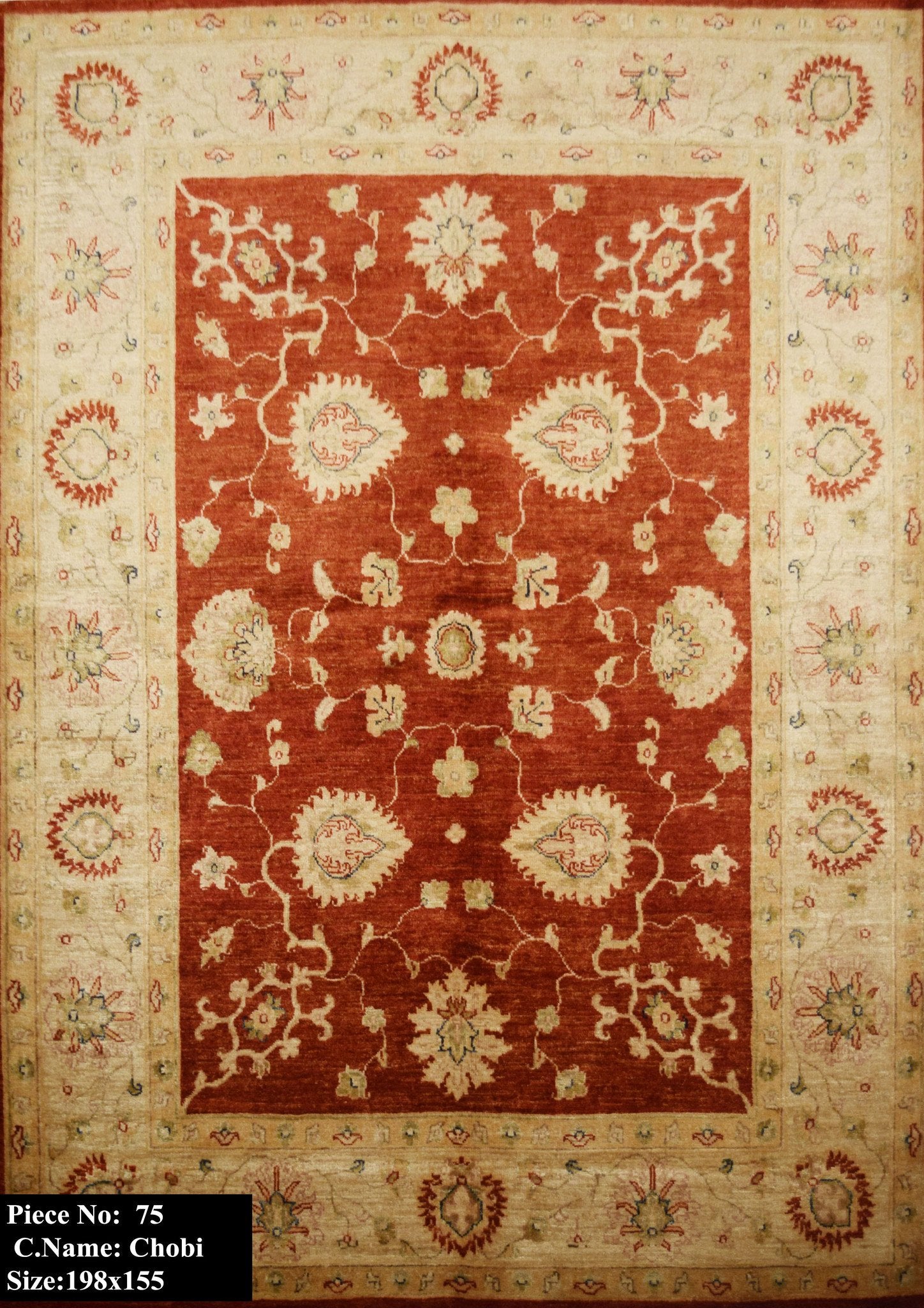 Koningsrode Ziegler Tapijt 198x155 - Omid Carpets