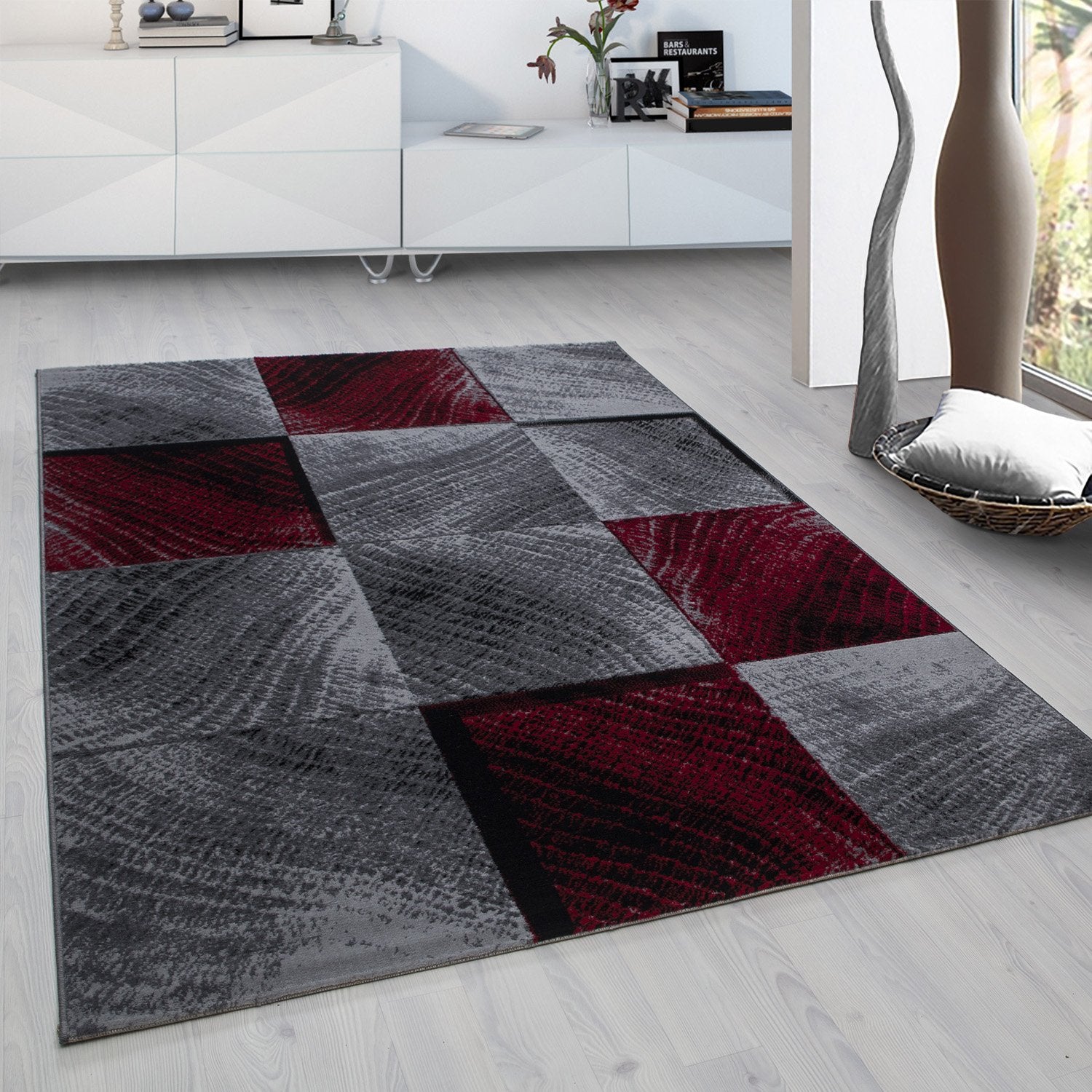 Rood Tapijt Laagpolig Vloerkleed Omid Creative - Omid Carpets