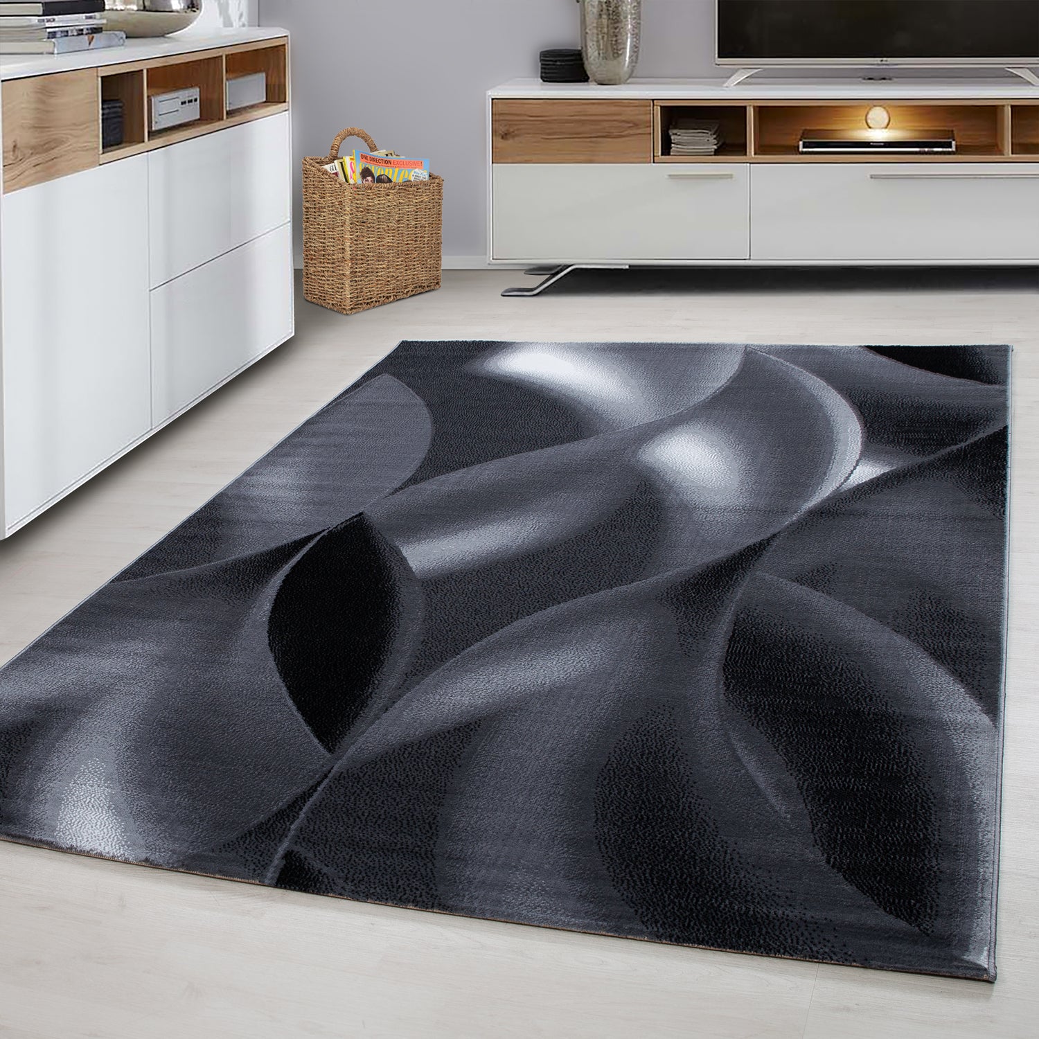 Zwart Tapijt Laagpolig Vloerkleed Omid Creative - Omid Carpets