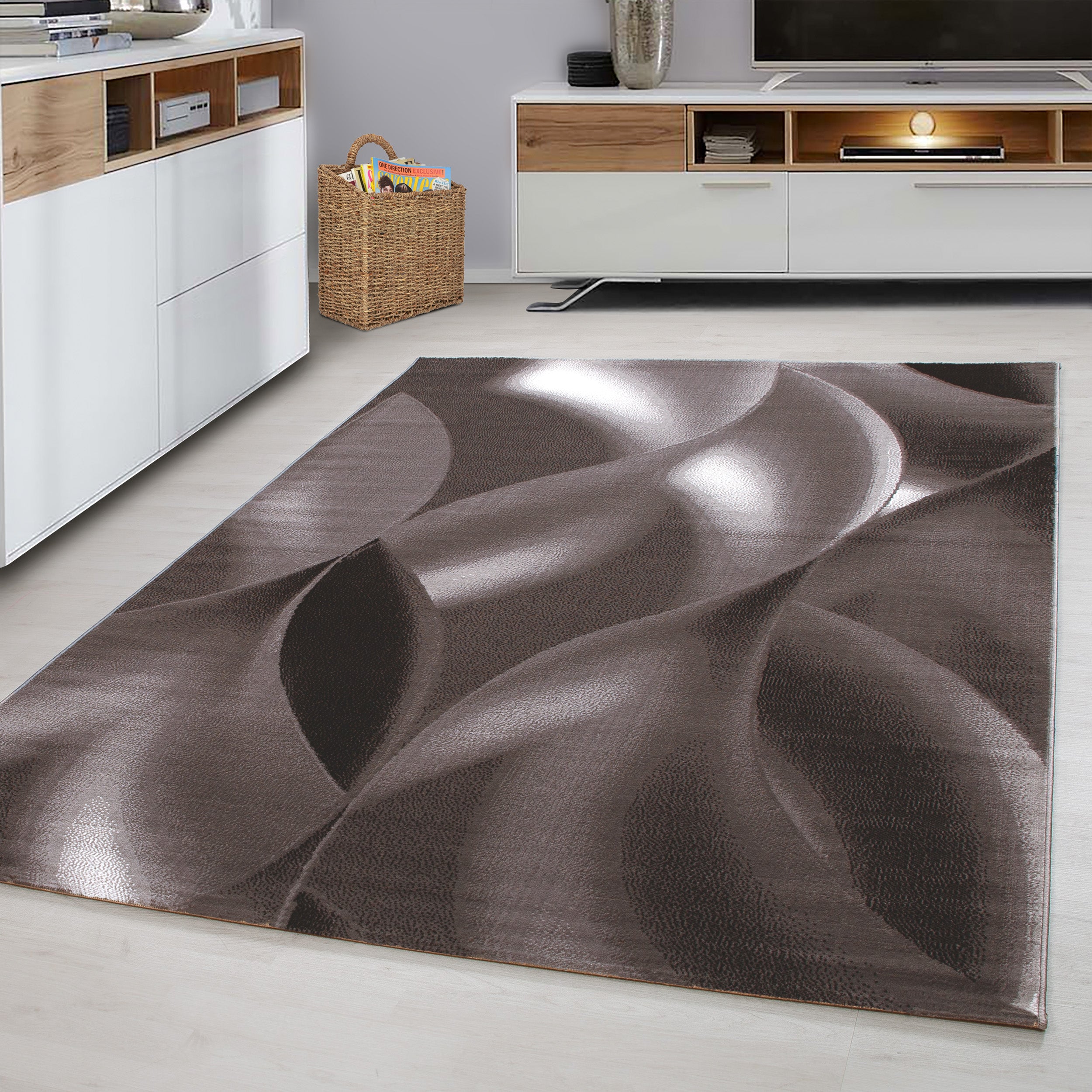 Bruin Tapijt Laagpolig Vloerkleed Omid Creative - Omid Carpets